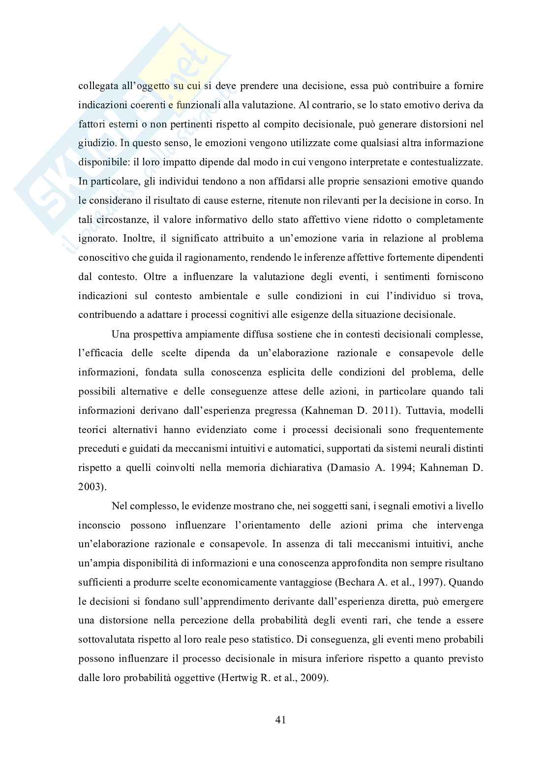 Tesi in Neurofinanza - L'influenza ormonale sulla performance dell'Investitore nei mercati finanziari Pag. 41