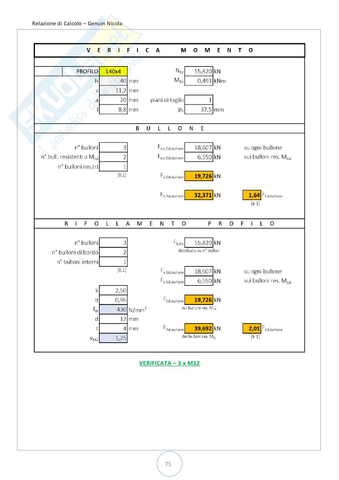 Relazione di calcolo strutturale per capannone industriale in acciaio Pag. 76