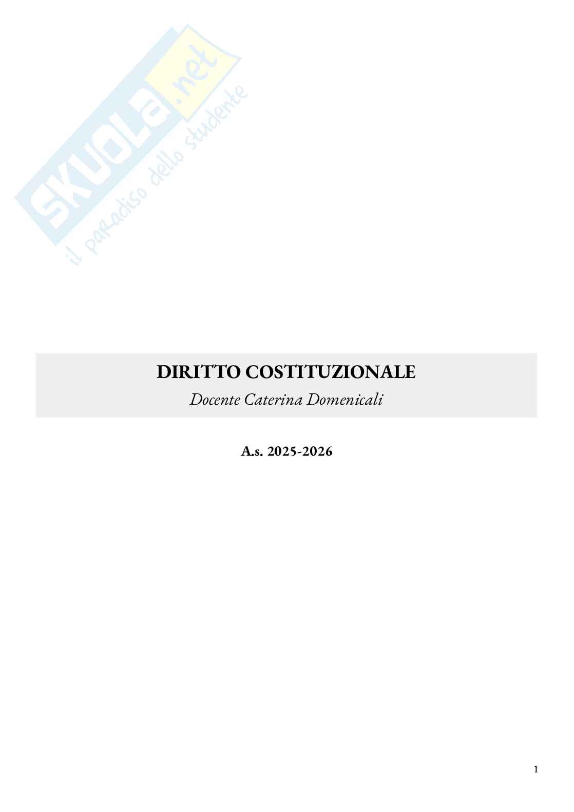 Appunti Diritto costituzionale Pag. 1
