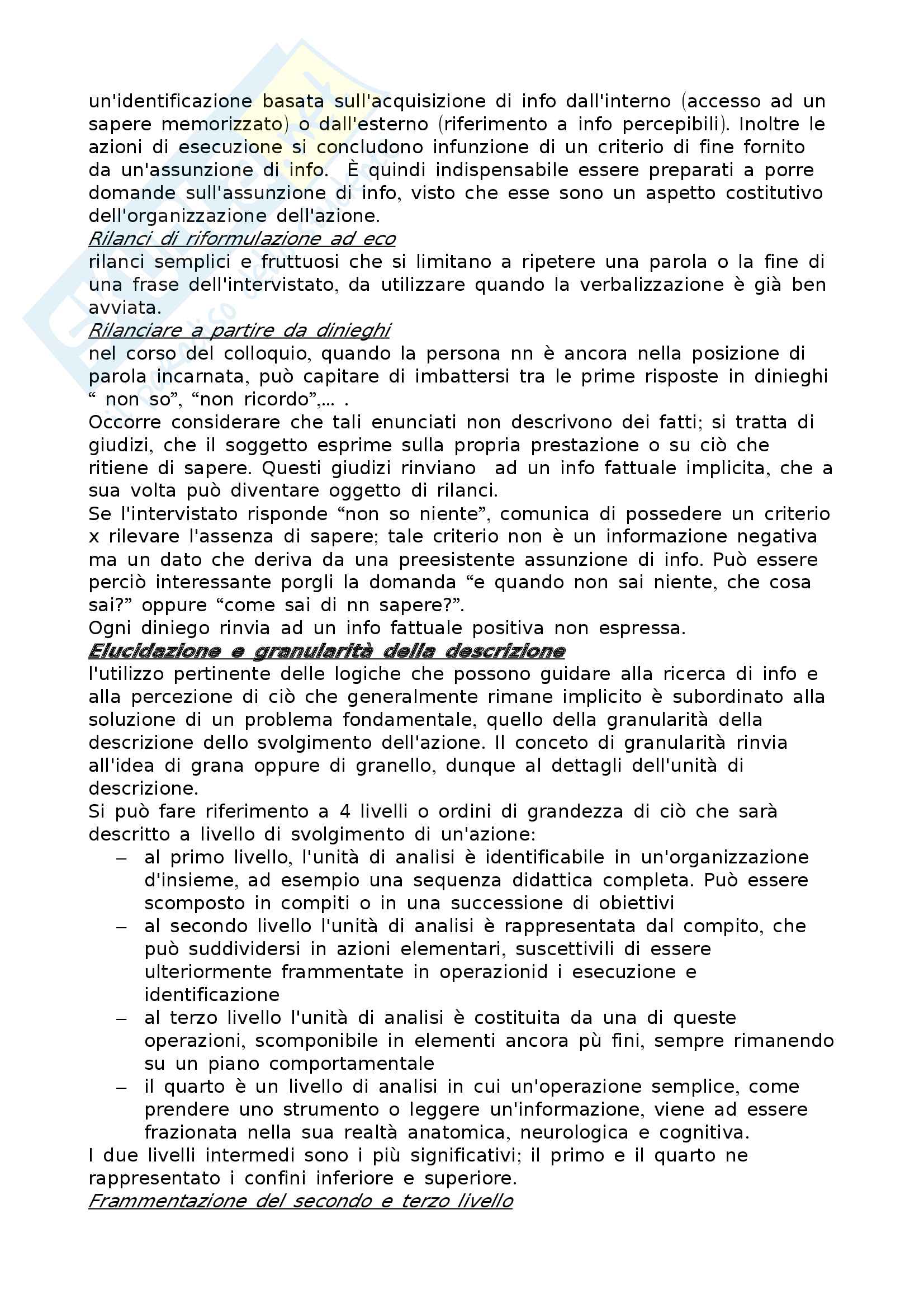 Riassunto esame di teorie e metodi della formazione, prof. Cardarello, libro consigliato Descrivere il lavoro, Vermersch Pag. 31