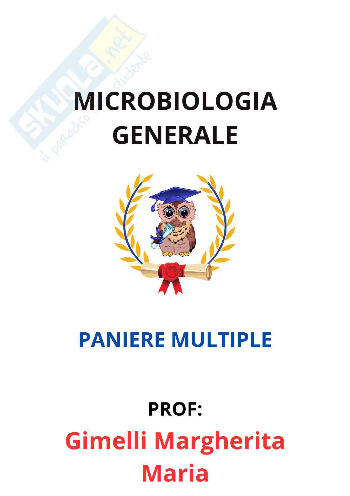 Paniere Microbiologia generale  - Risposte multiple - aggiornato (2026) Pag. 1