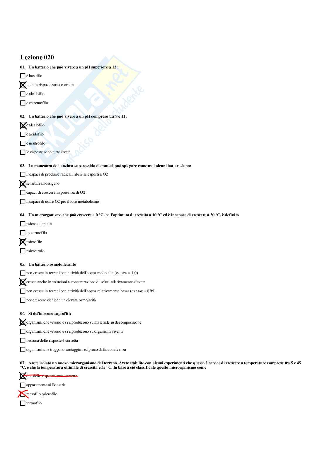 Paniere Microbiologia generale  - Risposte multiple - aggiornato (2026) Pag. 16