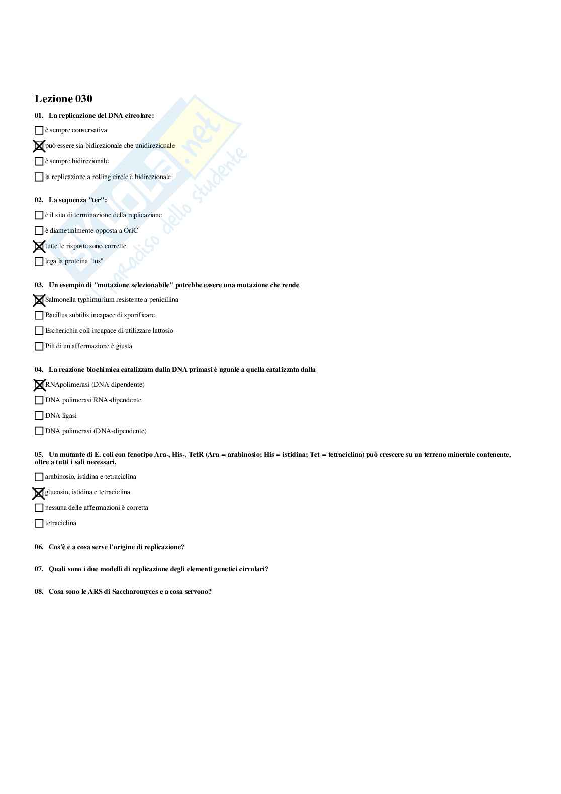 Paniere Microbiologia generale  - Risposte multiple - aggiornato (2026) Pag. 26