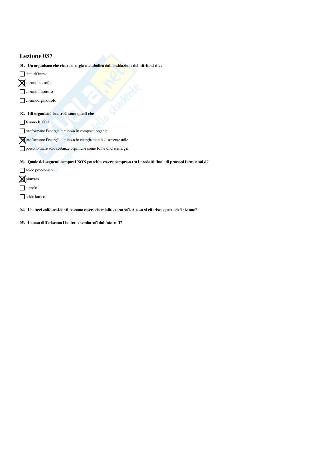 Paniere Microbiologia generale  - Risposte multiple - aggiornato (2026) Pag. 31
