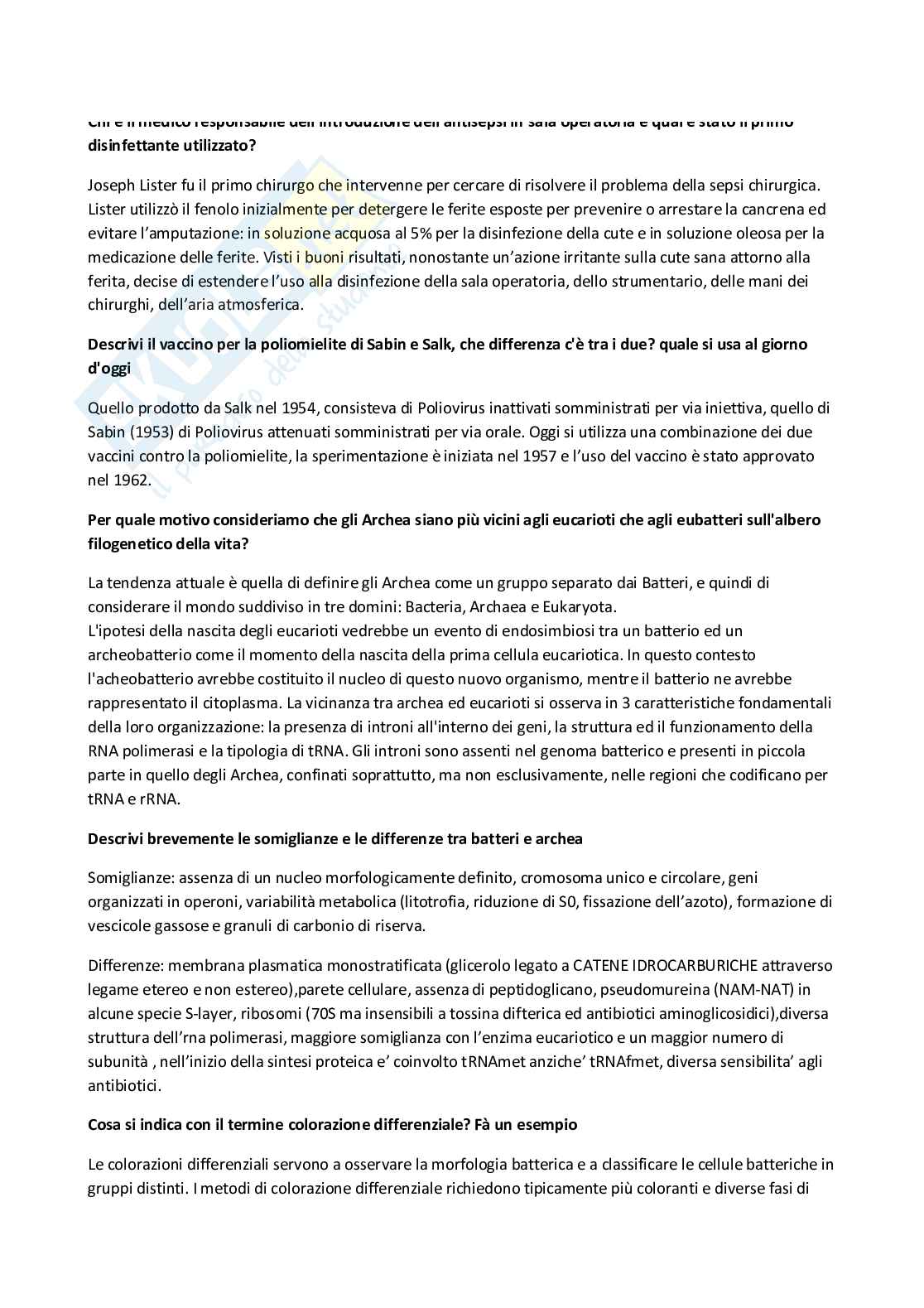 Paniere Microbiologia generale  - Risposte multiple - aggiornato (2026) Pag. 51