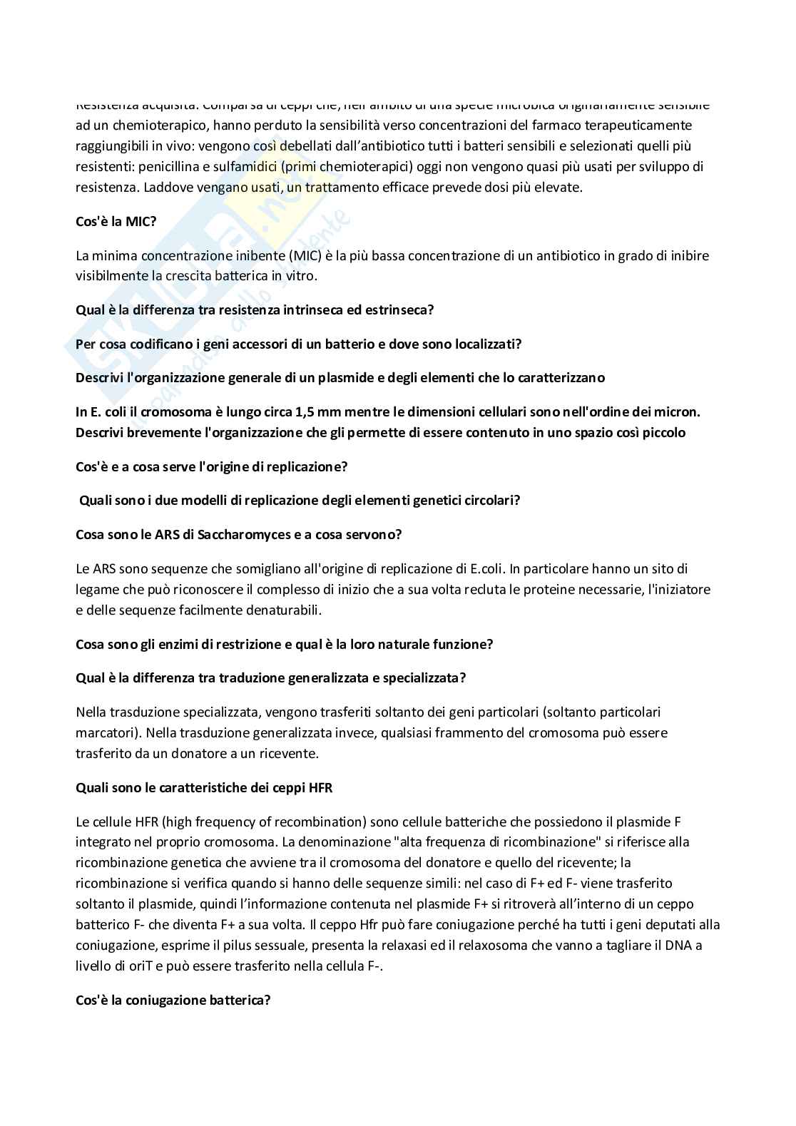 Paniere Microbiologia generale  - Risposte multiple - aggiornato (2026) Pag. 61