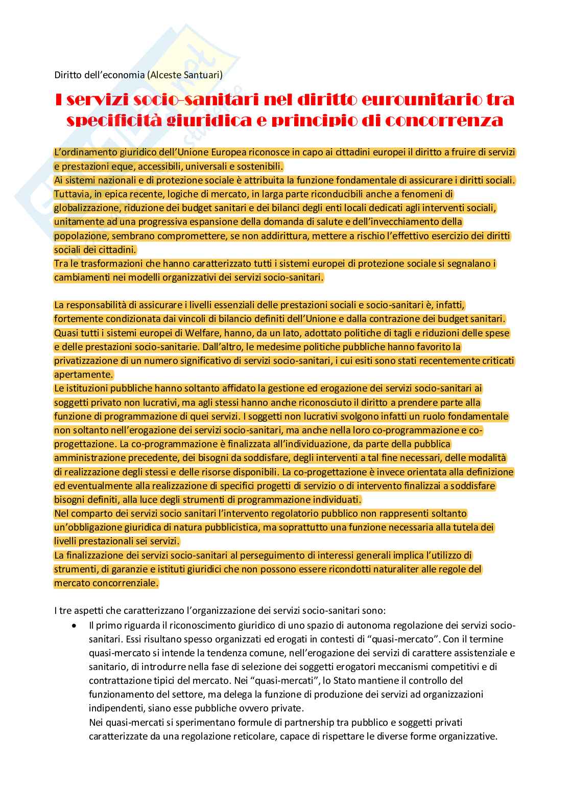 Diritto dell'economia - II parziale Pag. 1