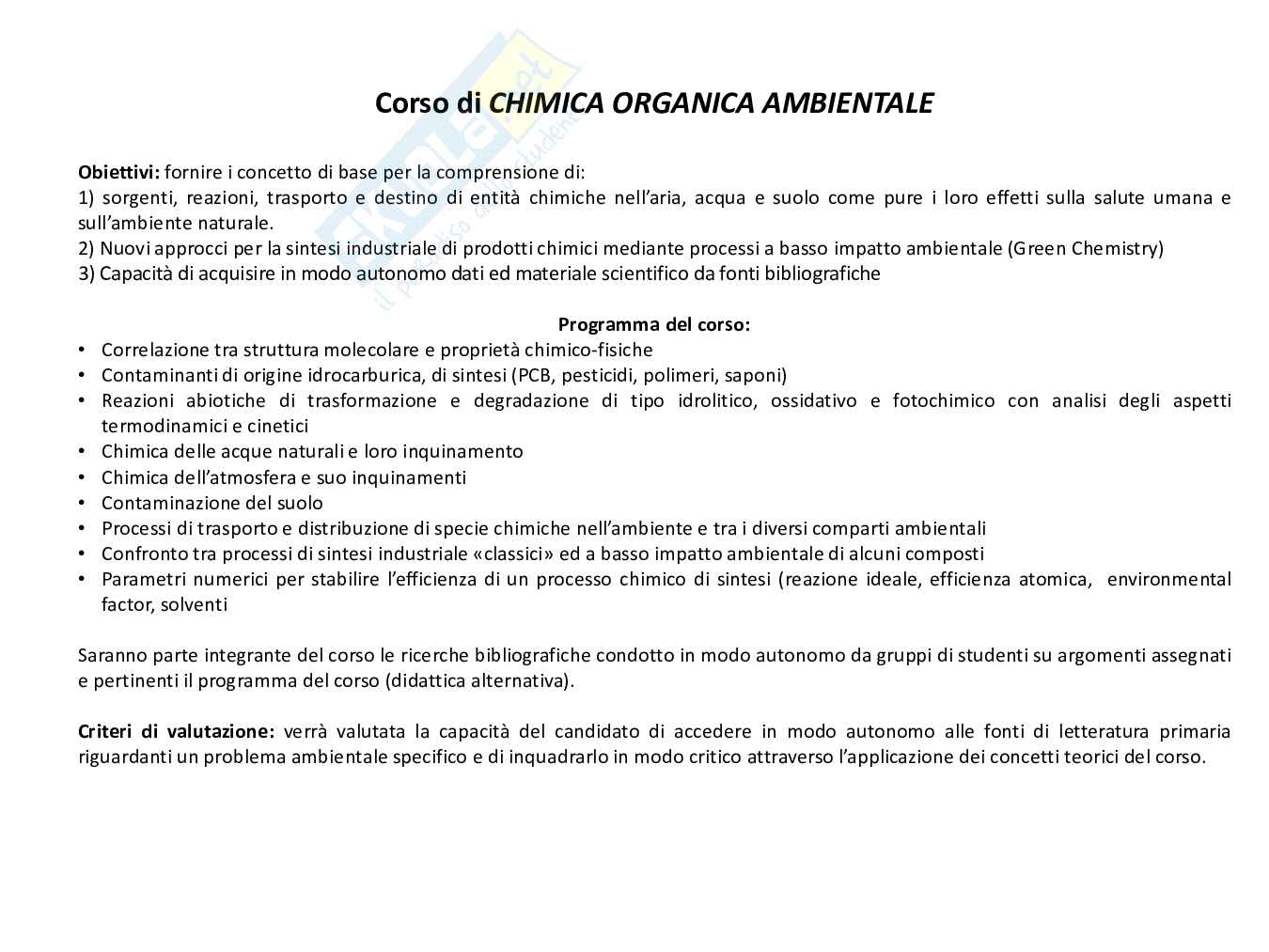 Chimica ambientale - Prima parte  Pag. 1