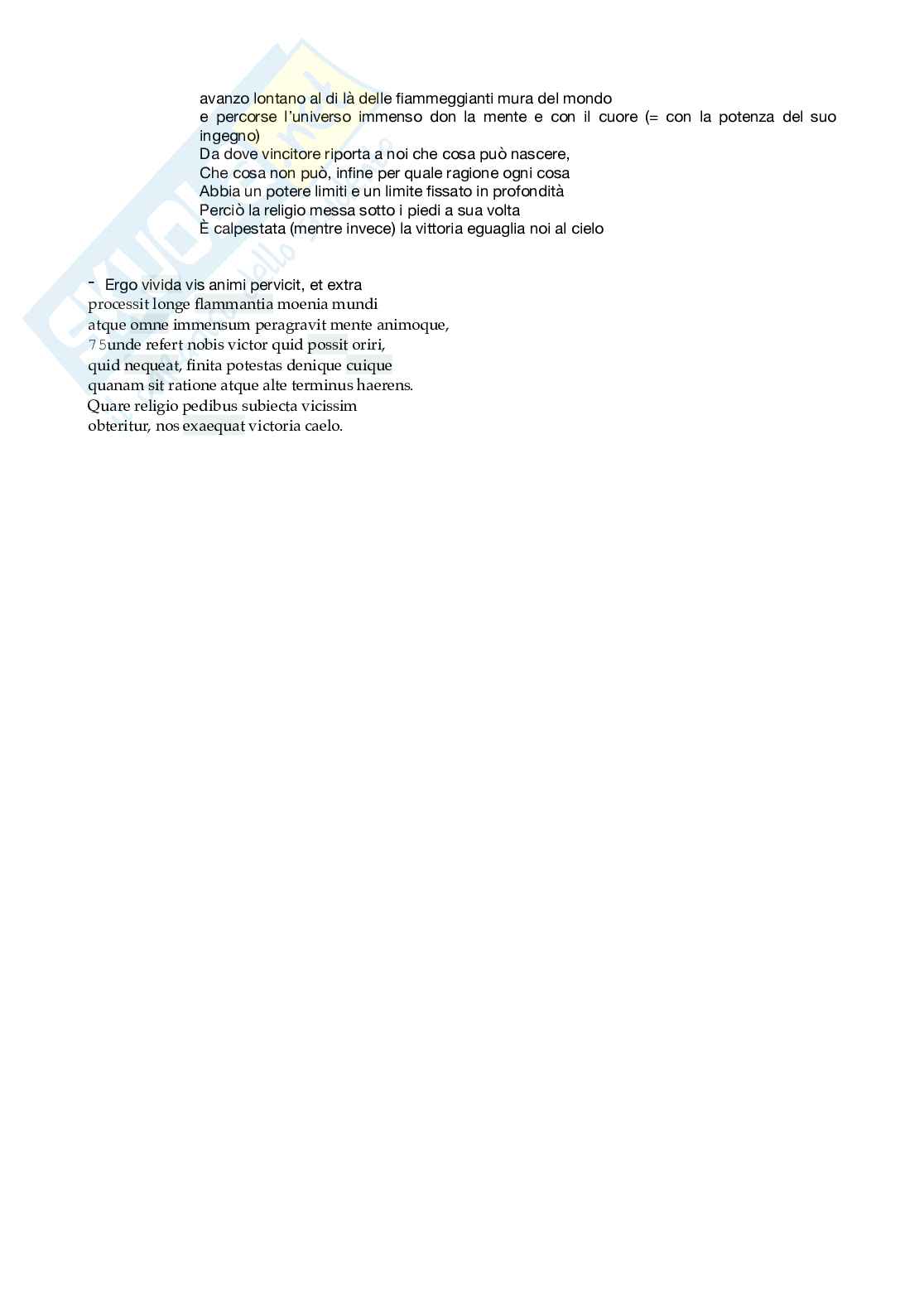 Letteratura latina - Lucrezio Pag. 6