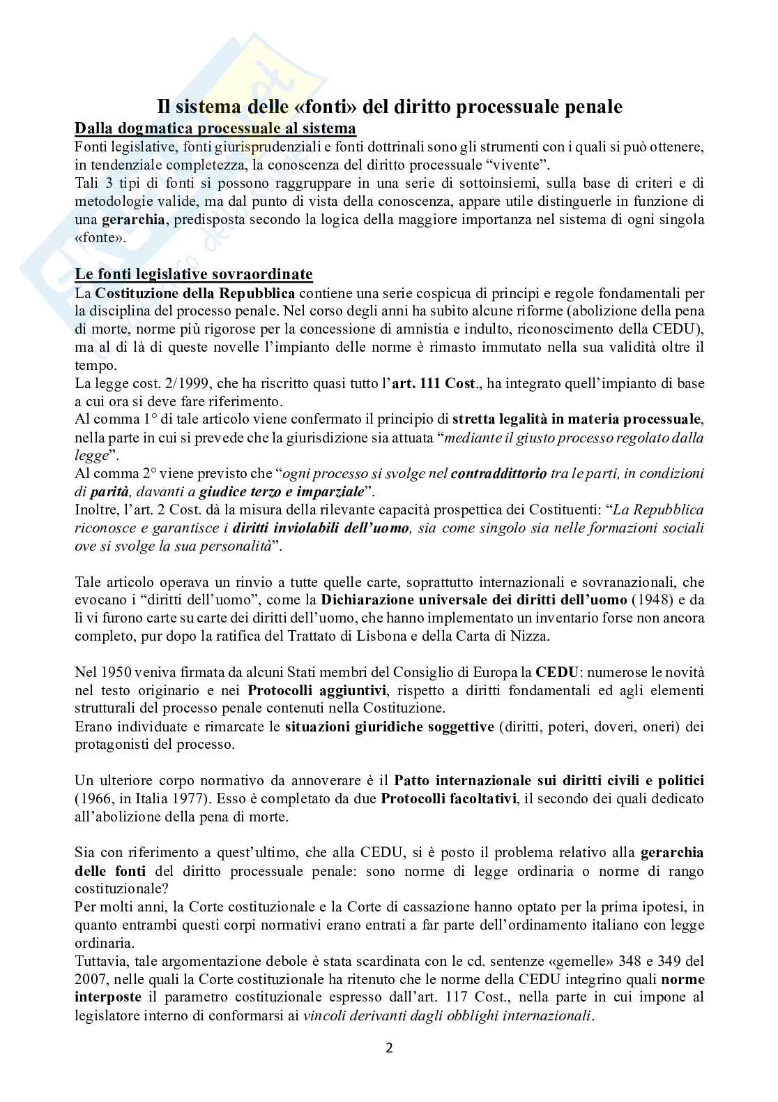 Riassunto esame Procedura penale, Prof. Caianiello Michele, libro consigliato Manuale di procedura penale , Conso, Grevi Pag. 2