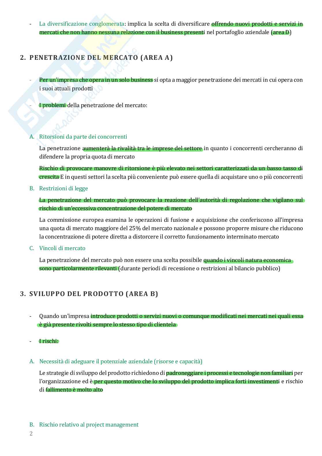 Strategie e processi aziendali Pag. 2