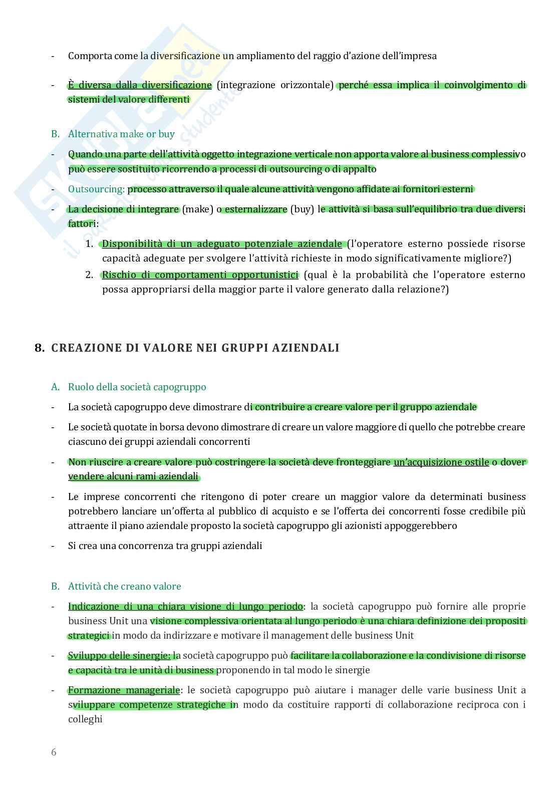 Strategie e processi aziendali Pag. 6