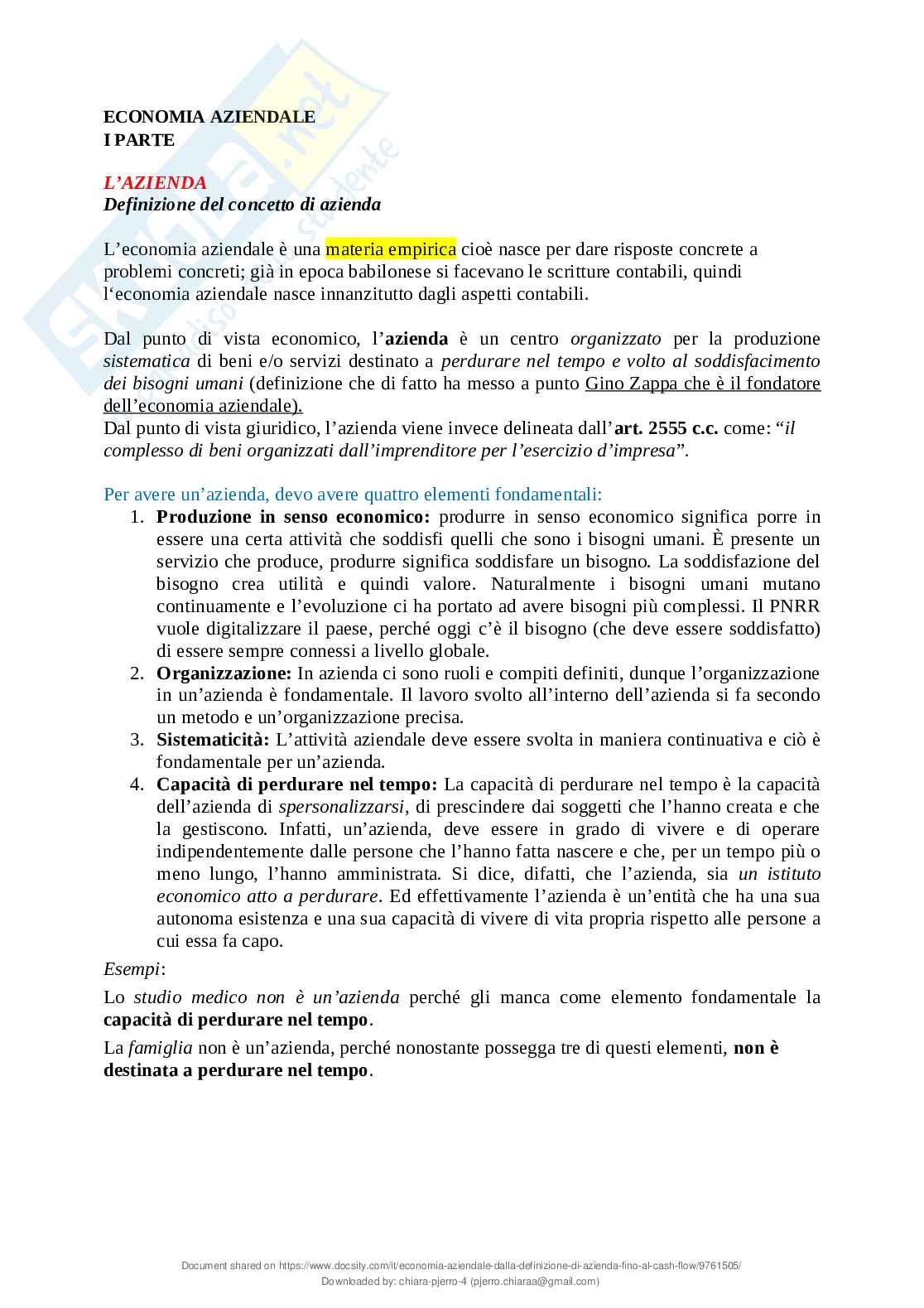 Riassunto esame Economia aziendale, Prof. Bianchi Maria Teresa, libro consigliato Fisiologia aziendale, Bianchi  Pag. 1
