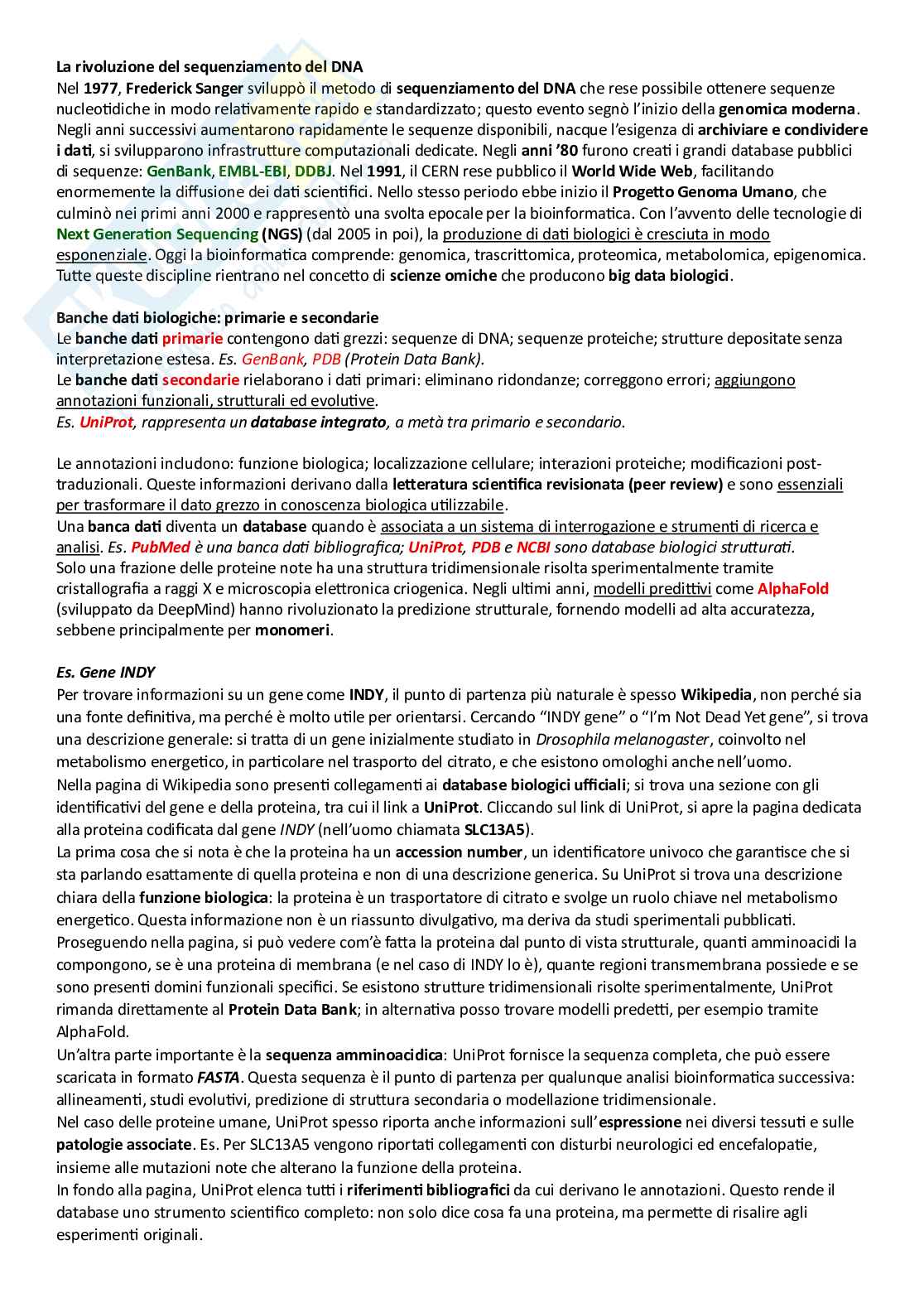 Appunti di bioinformatica del prof Di Muccio Pag. 2