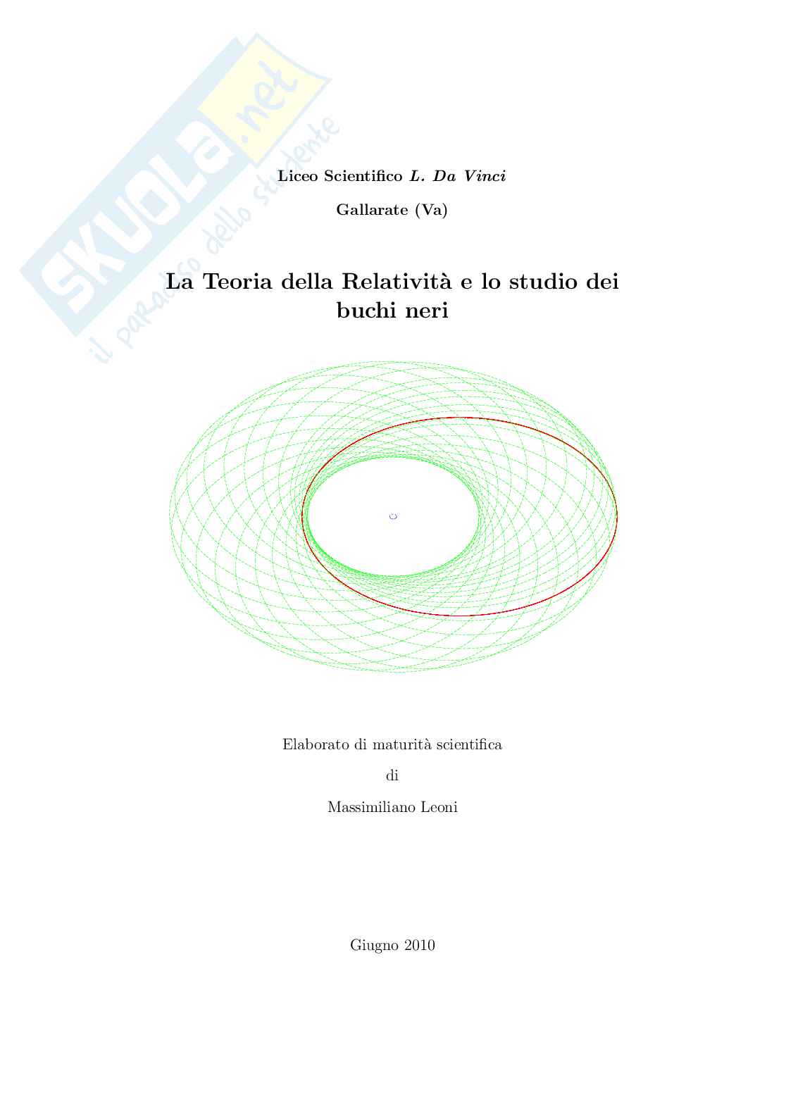 La Teoria della Relatività  e lo studio dei buchi neri Pag. 1