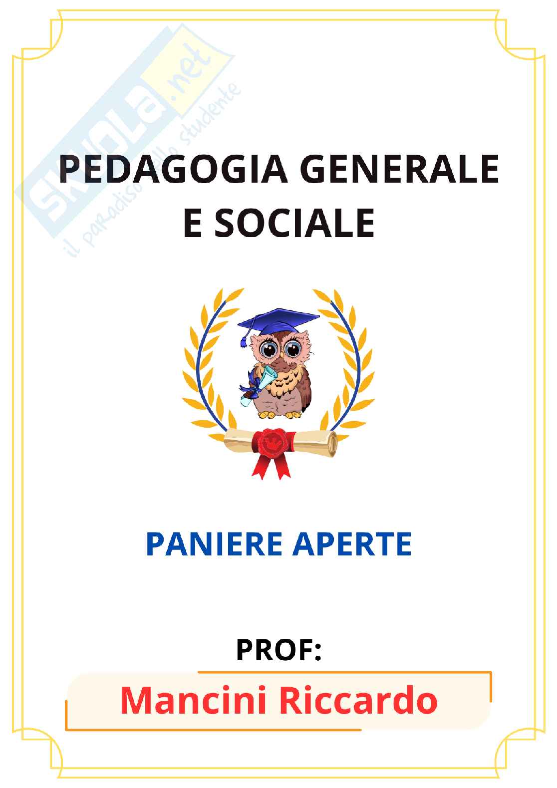 Paniere Pedagogia generale e sociale (2026) - Risposte Aperte Corrette  Pag. 1