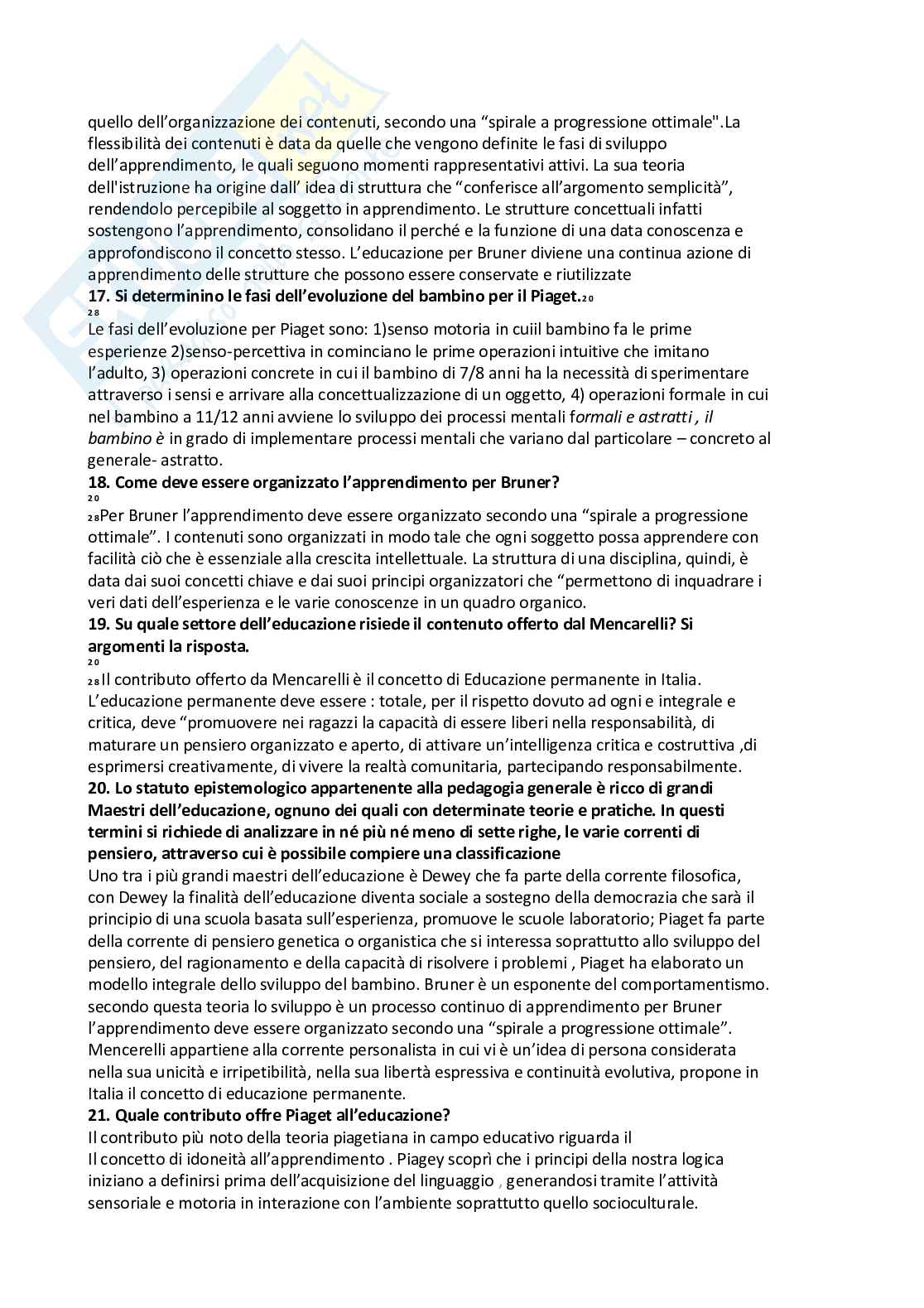 Paniere Pedagogia generale e sociale (2026) - Risposte Aperte Corrette  Pag. 11