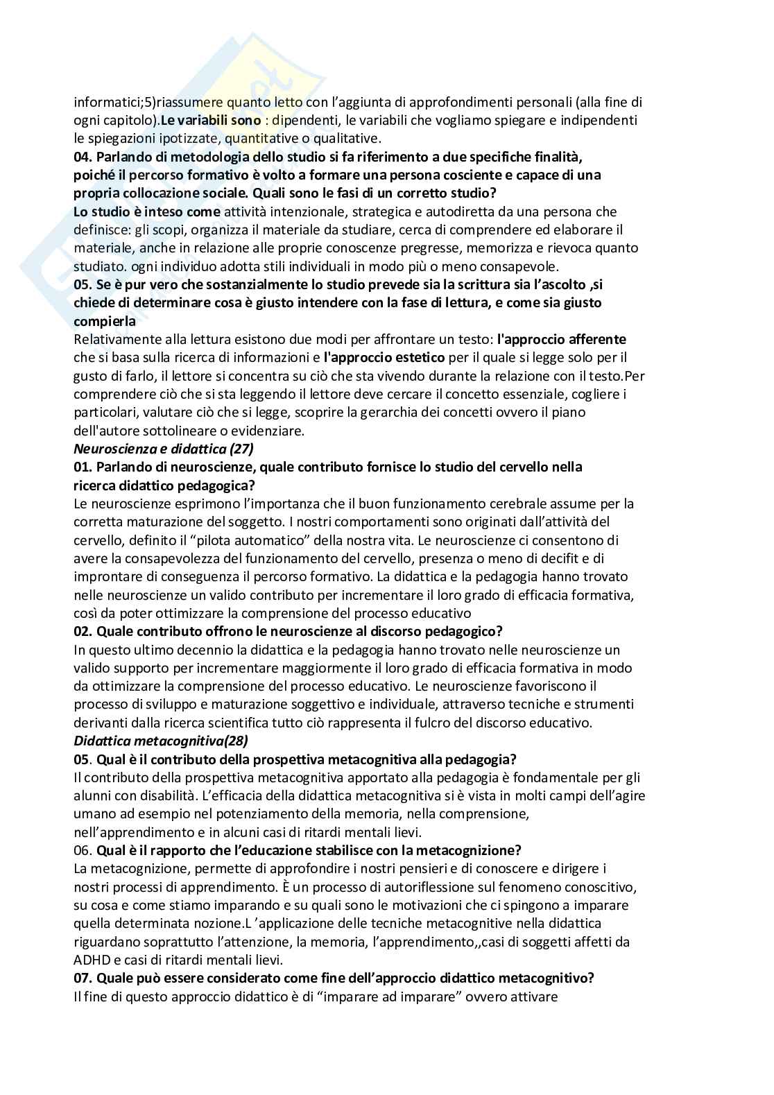 Paniere Pedagogia generale e sociale (2026) - Risposte Aperte Corrette  Pag. 21
