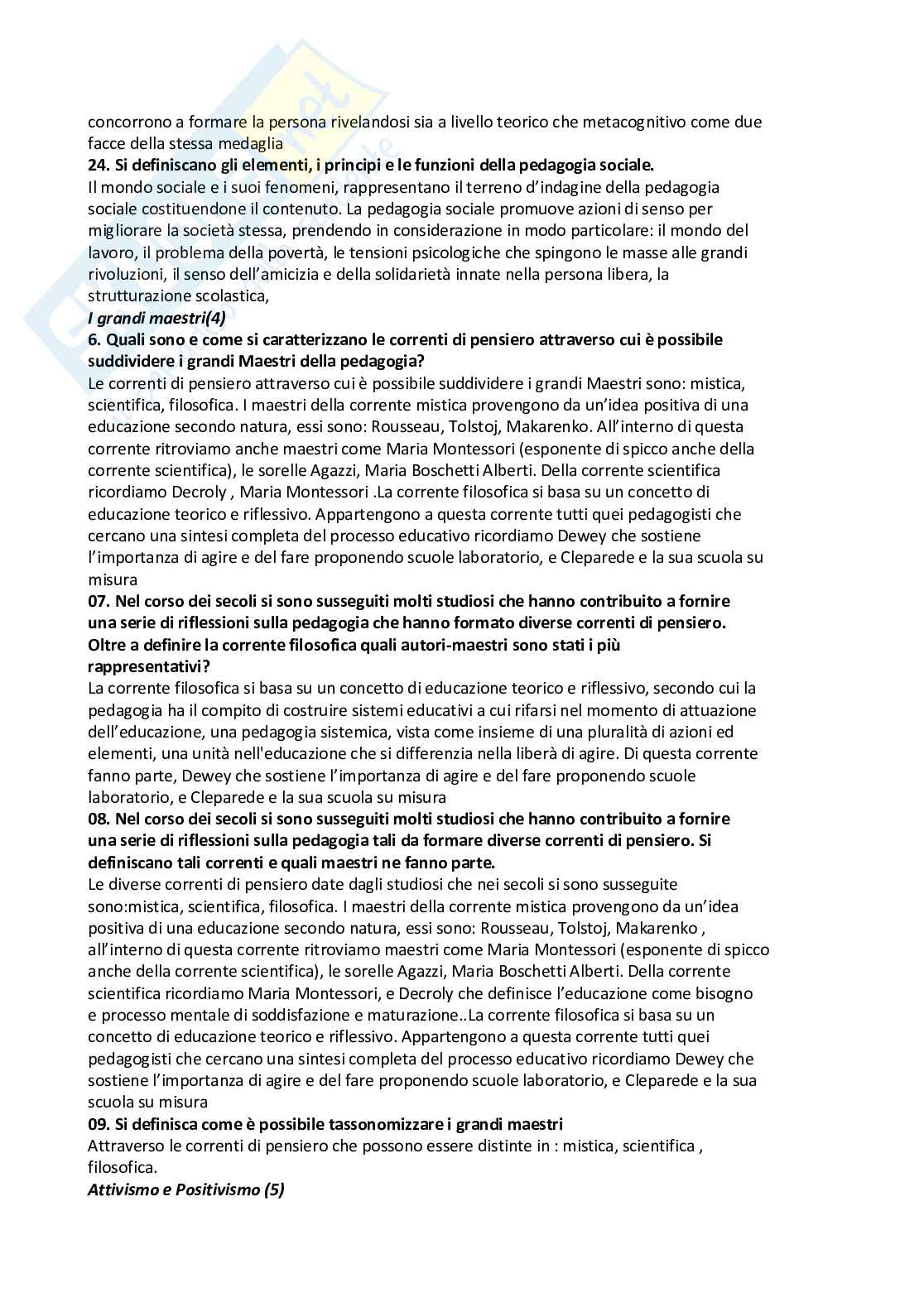 Paniere Pedagogia generale e sociale (2026) - Risposte Aperte Corrette  Pag. 6