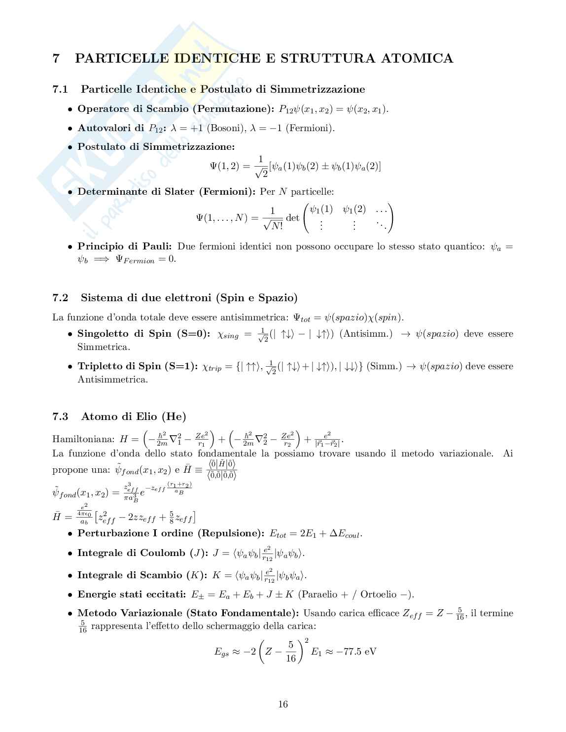 Formulario completo di Meccanica quantistica Pag. 16