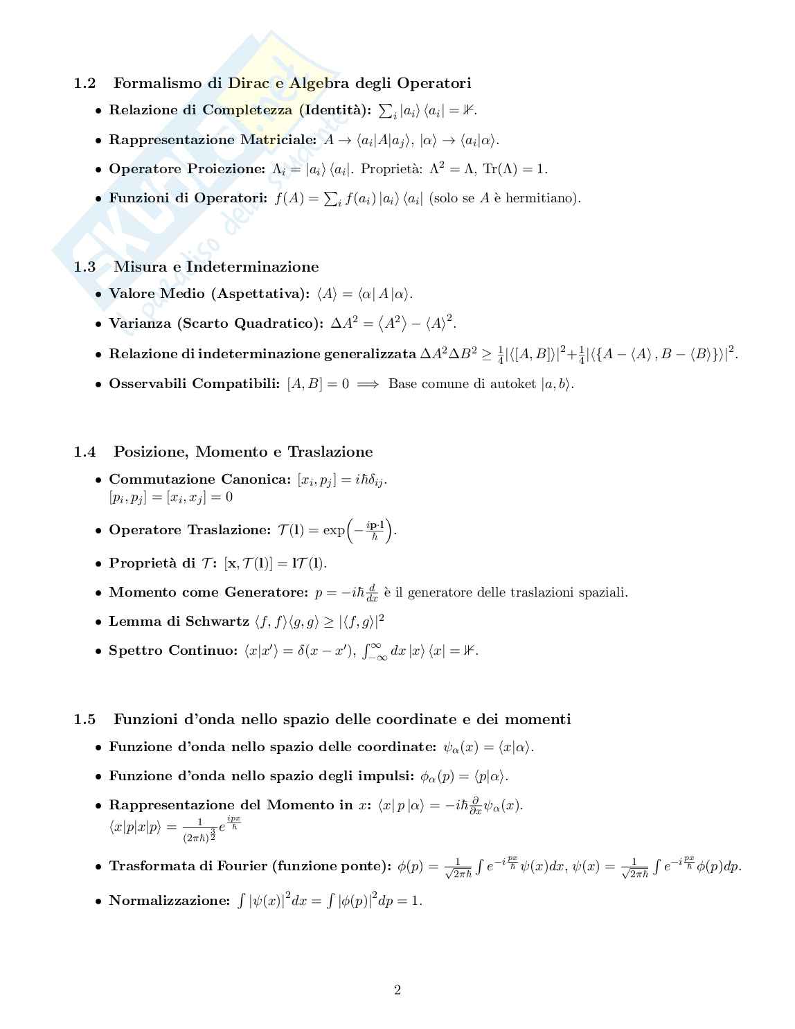 Formulario completo di Meccanica quantistica Pag. 2