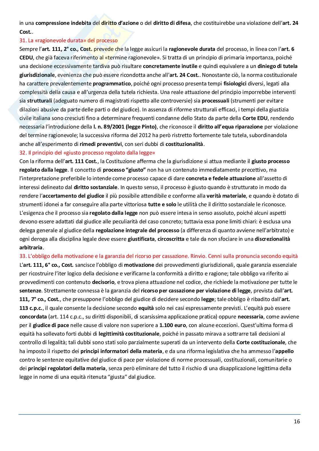 Riassunto esame Diritto processuale civile, Prof. Graziosi Andrea, libro consigliato Diritto processuale civile, volume 1, Balena Pag. 16