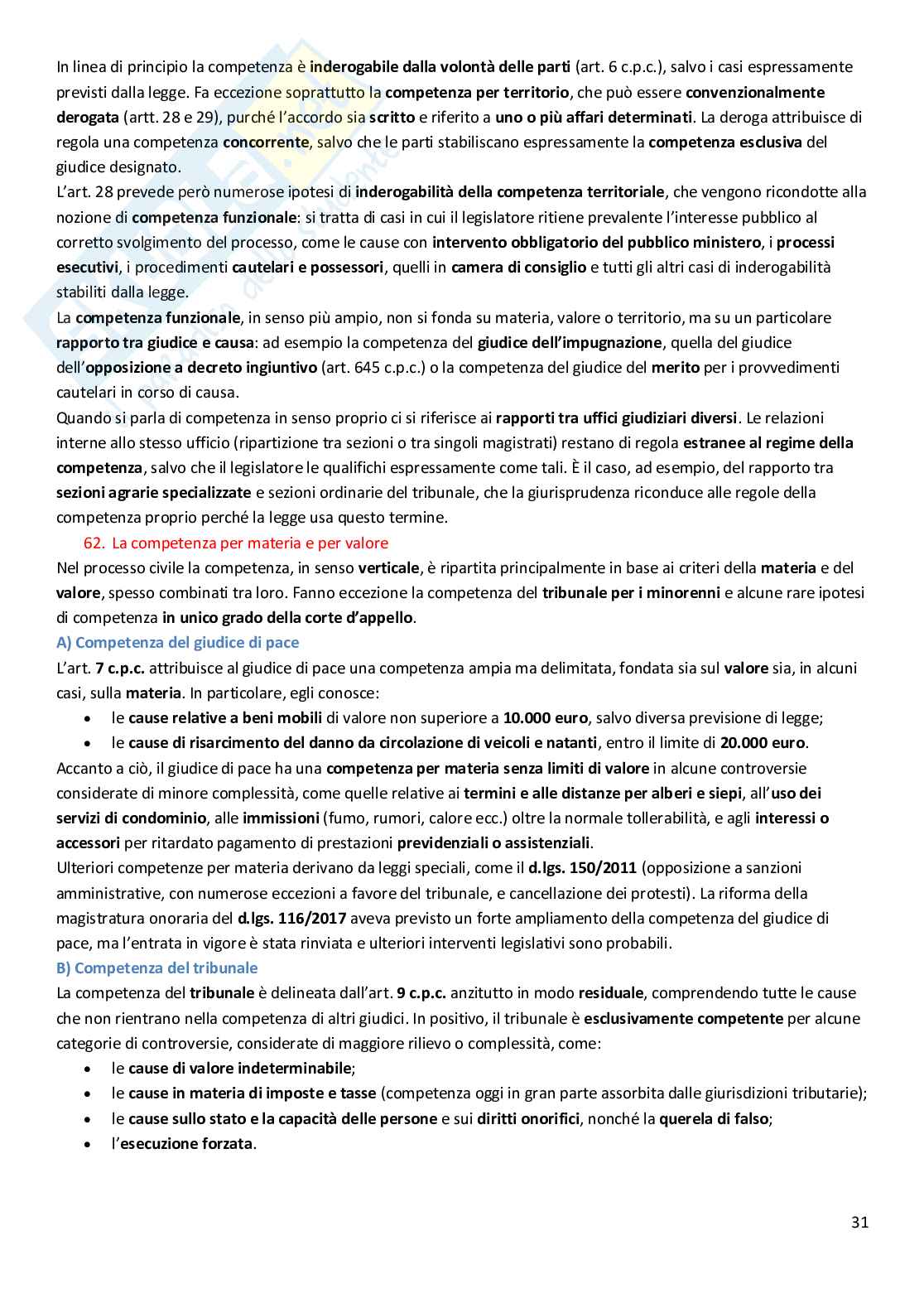 Riassunto esame Diritto processuale civile, Prof. Graziosi Andrea, libro consigliato Diritto processuale civile, volume 1, Balena Pag. 31