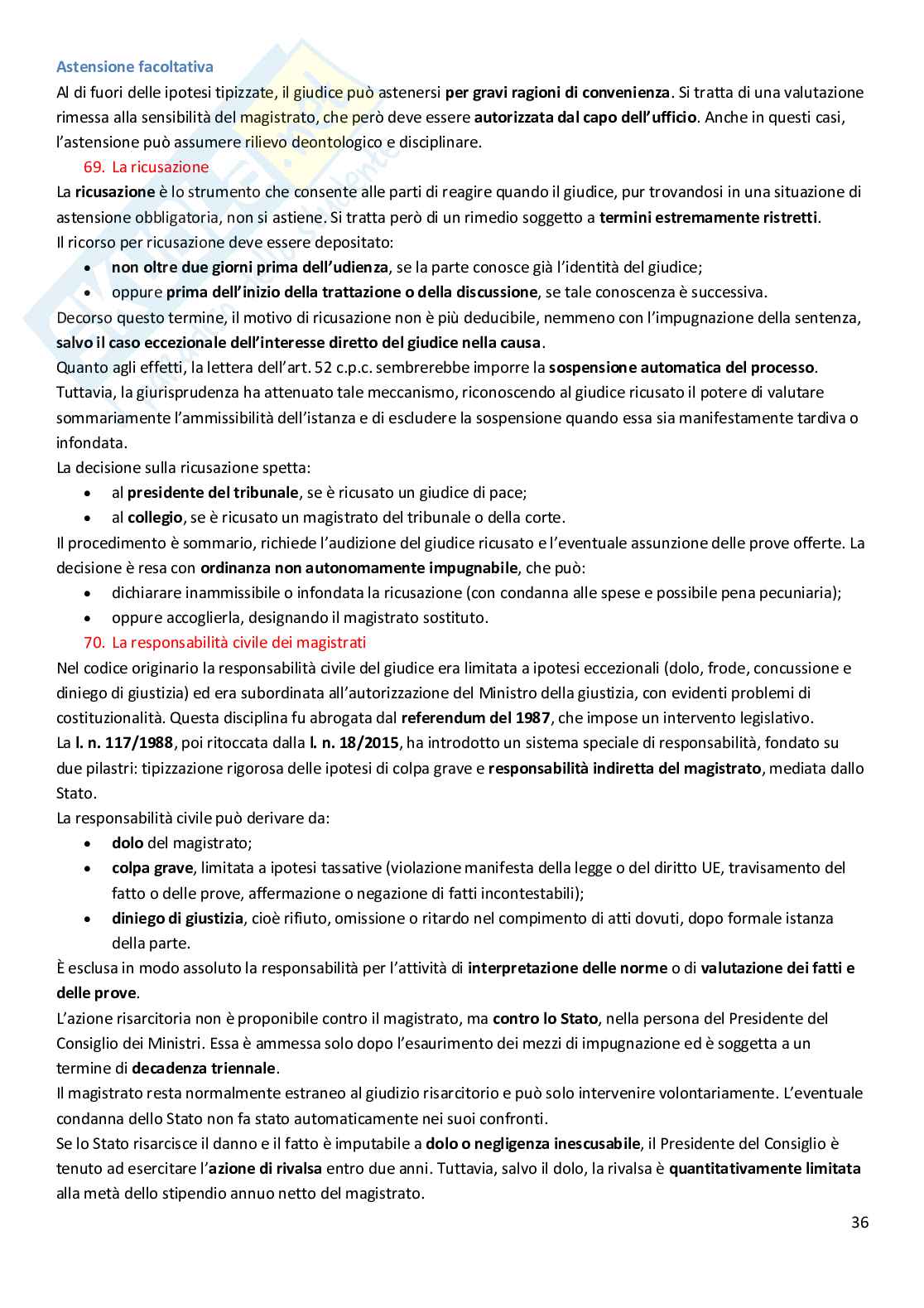 Riassunto esame Diritto processuale civile, Prof. Graziosi Andrea, libro consigliato Diritto processuale civile, volume 1, Balena Pag. 36