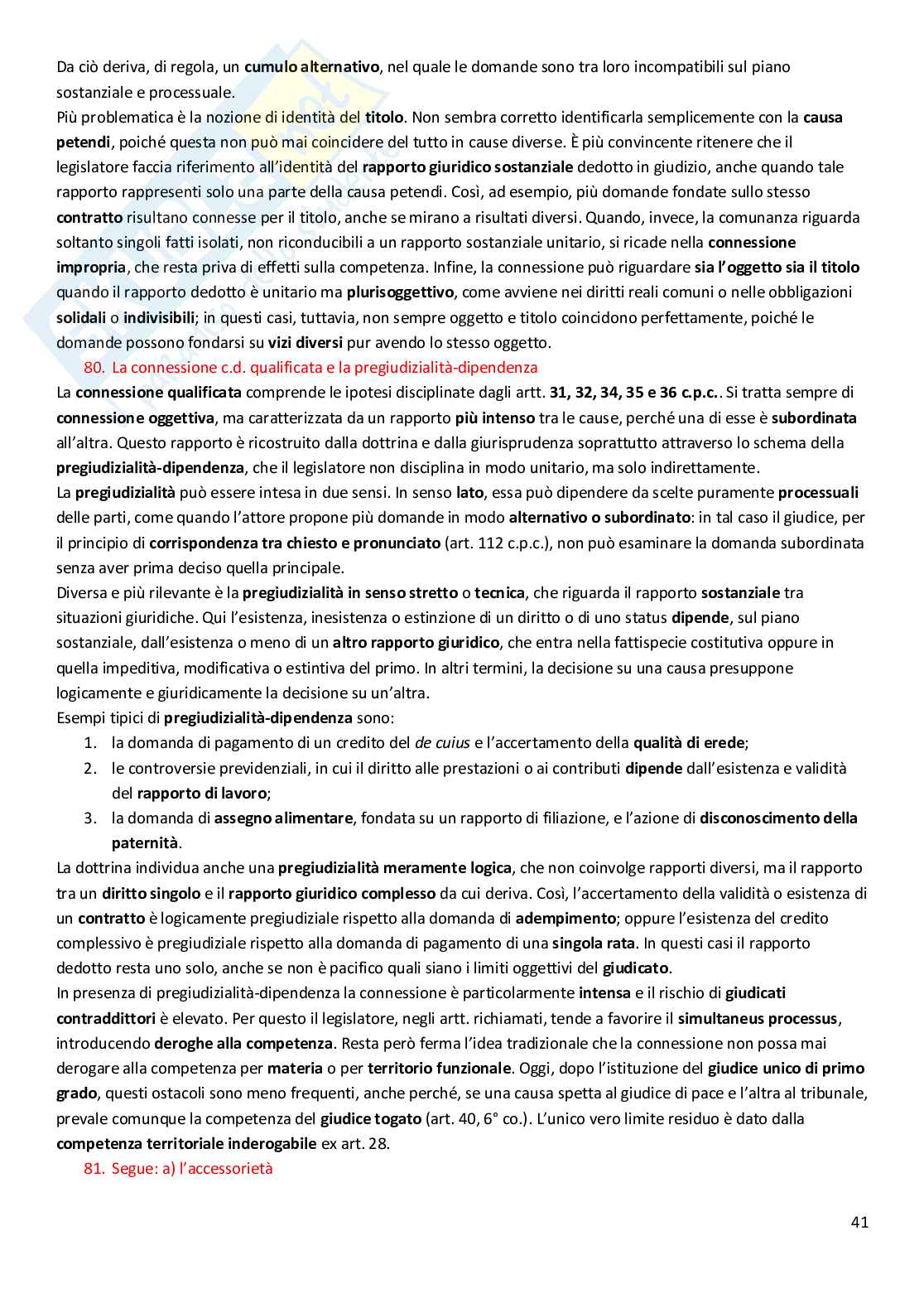 Riassunto esame Diritto processuale civile, Prof. Graziosi Andrea, libro consigliato Diritto processuale civile, volume 1, Balena Pag. 41