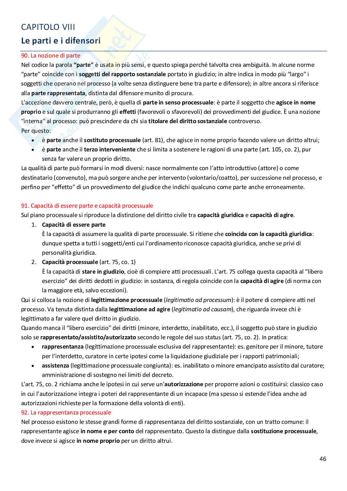 Riassunto esame Diritto processuale civile, Prof. Graziosi Andrea, libro consigliato Diritto processuale civile, volume 1, Balena Pag. 46