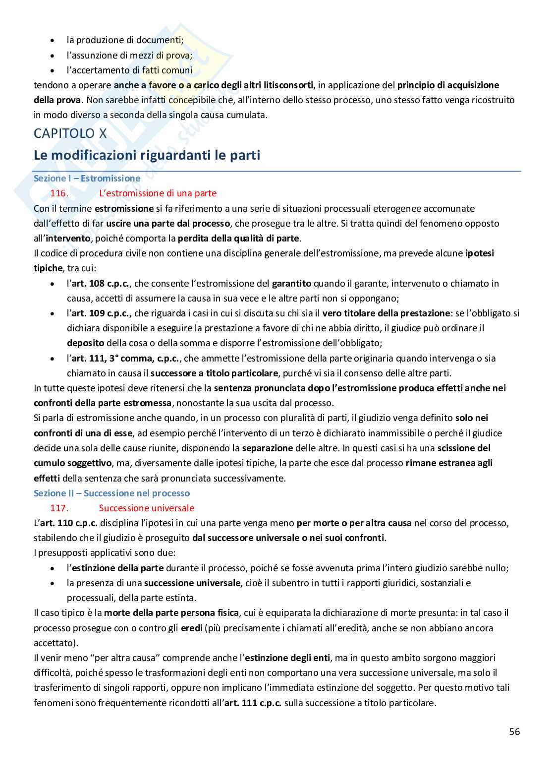 Riassunto esame Diritto processuale civile, Prof. Graziosi Andrea, libro consigliato Diritto processuale civile, volume 1, Balena Pag. 56
