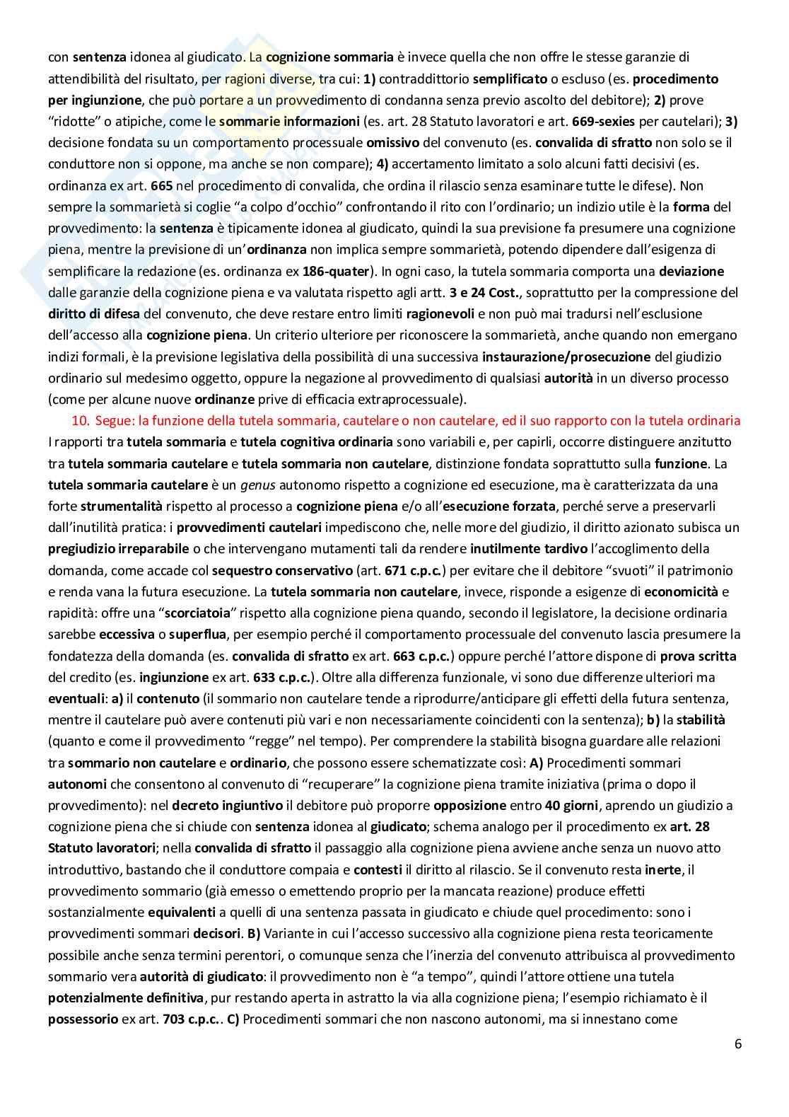 Riassunto esame Diritto processuale civile, Prof. Graziosi Andrea, libro consigliato Diritto processuale civile, volume 1, Balena Pag. 6