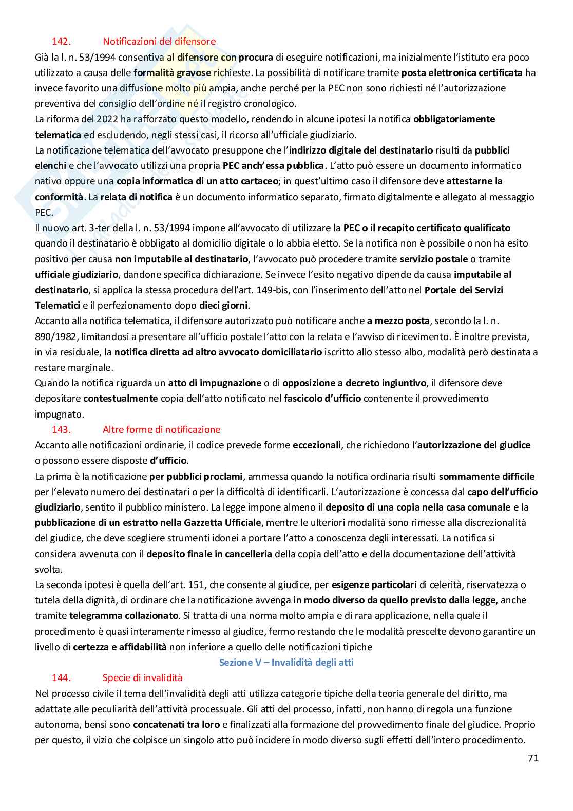 Riassunto esame Diritto processuale civile, Prof. Graziosi Andrea, libro consigliato Diritto processuale civile, volume 1, Balena Pag. 71