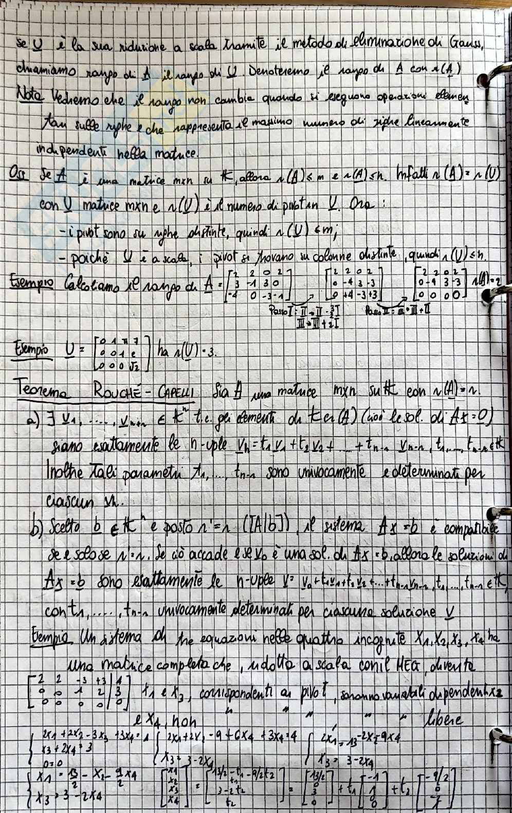 Geometria e algebra lineare: il rango di una matrice e il teorema di Rouché-Capelli Pag. 1