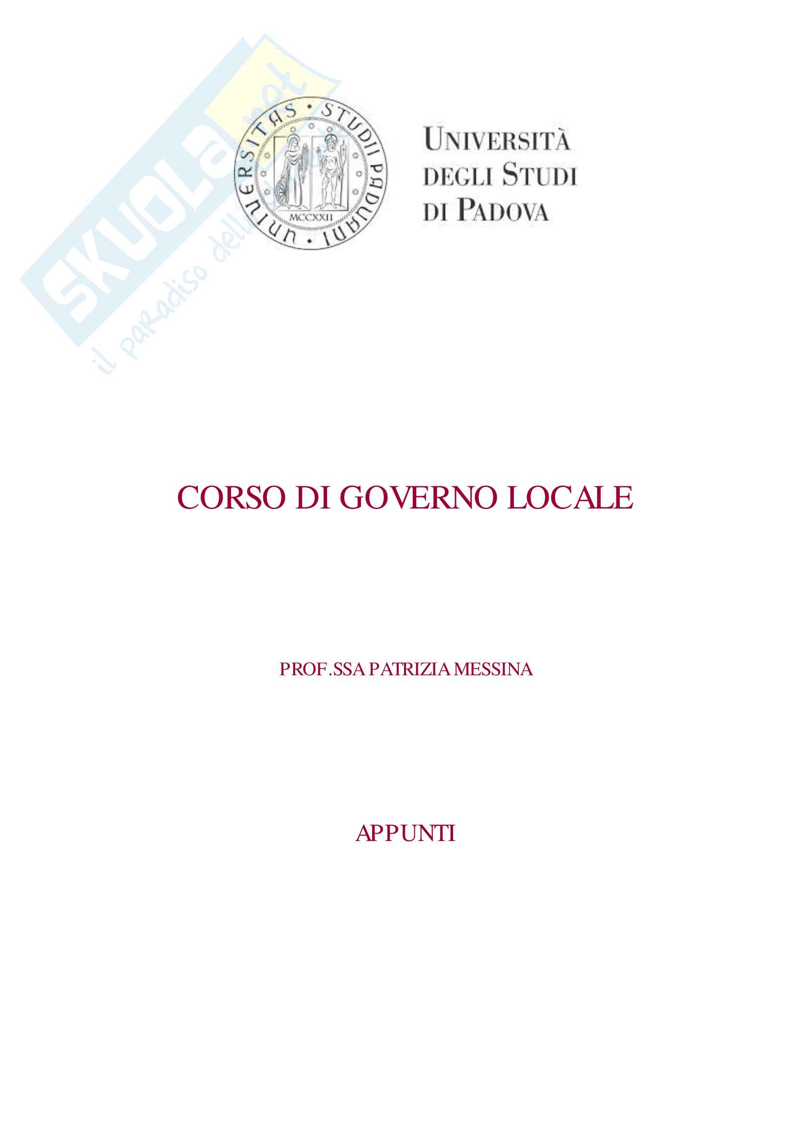 Appunti Governo Locale P Messina Pag. 1