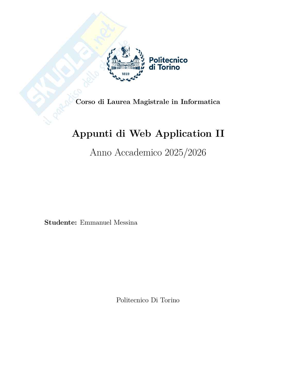Web Applications II - Appunti completi (Kotlin, Spring Boot, Spring Security, Microservizi, Kafka) Pag. 1