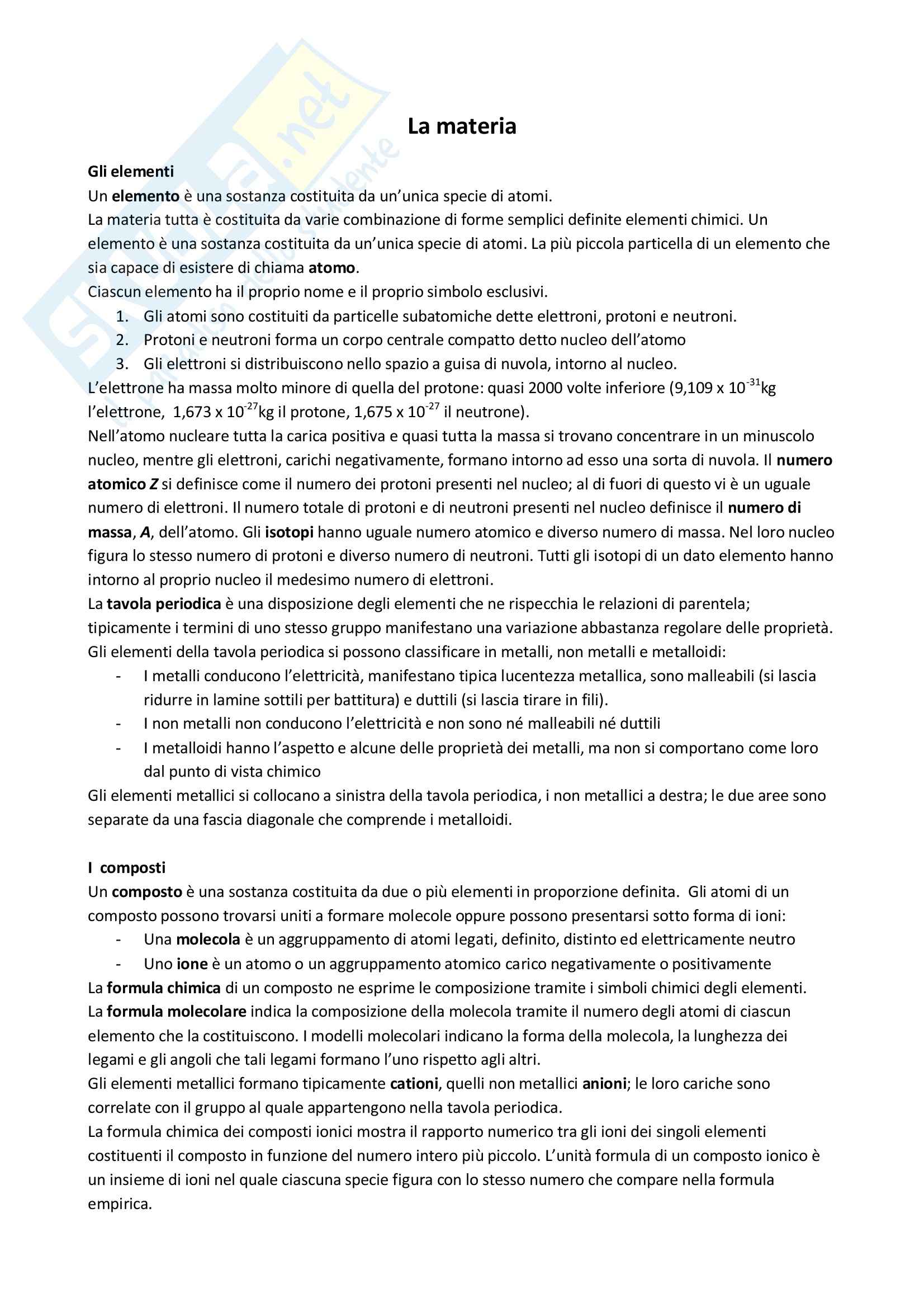Fondamenti di chimica  - Appunti Pag. 1