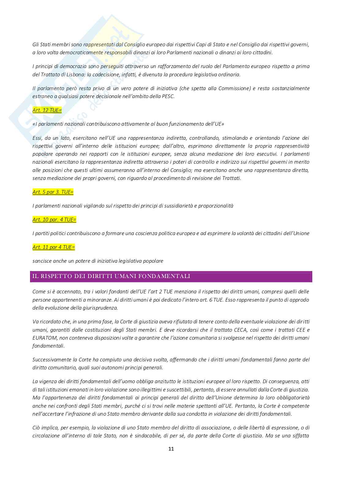 Riassunto esame Diritto dell'Unione Europea, Prof. Palladino Rossana, libro consigliato Istituzioni di diritto dell'unione europea, Ugo villani Pag. 11