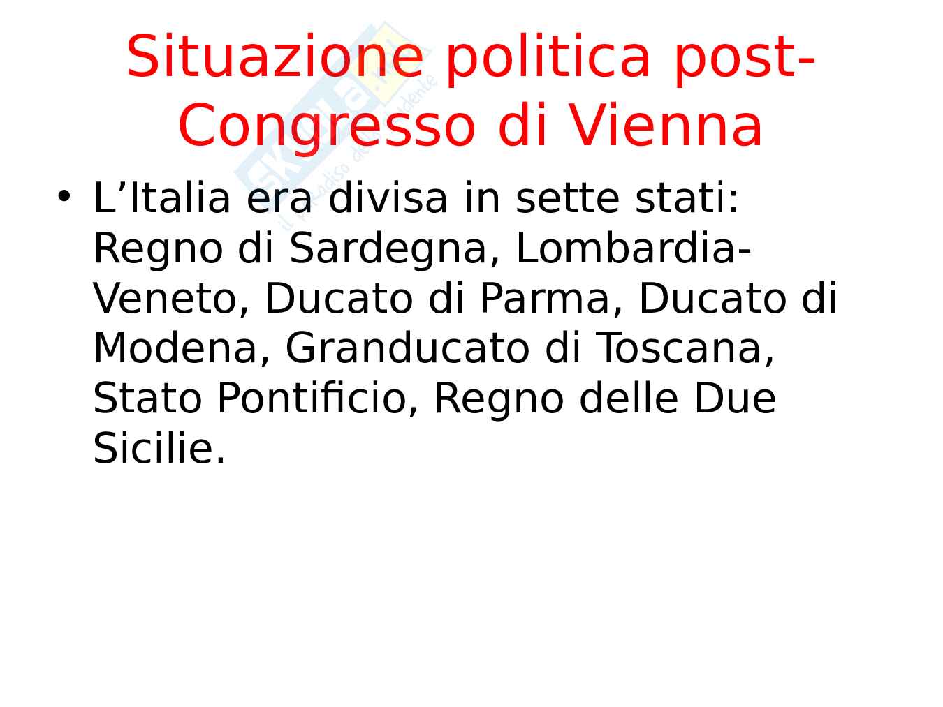 Risorgimento italiano – Istituzioni e stati preunitari nella penisola Pag. 2