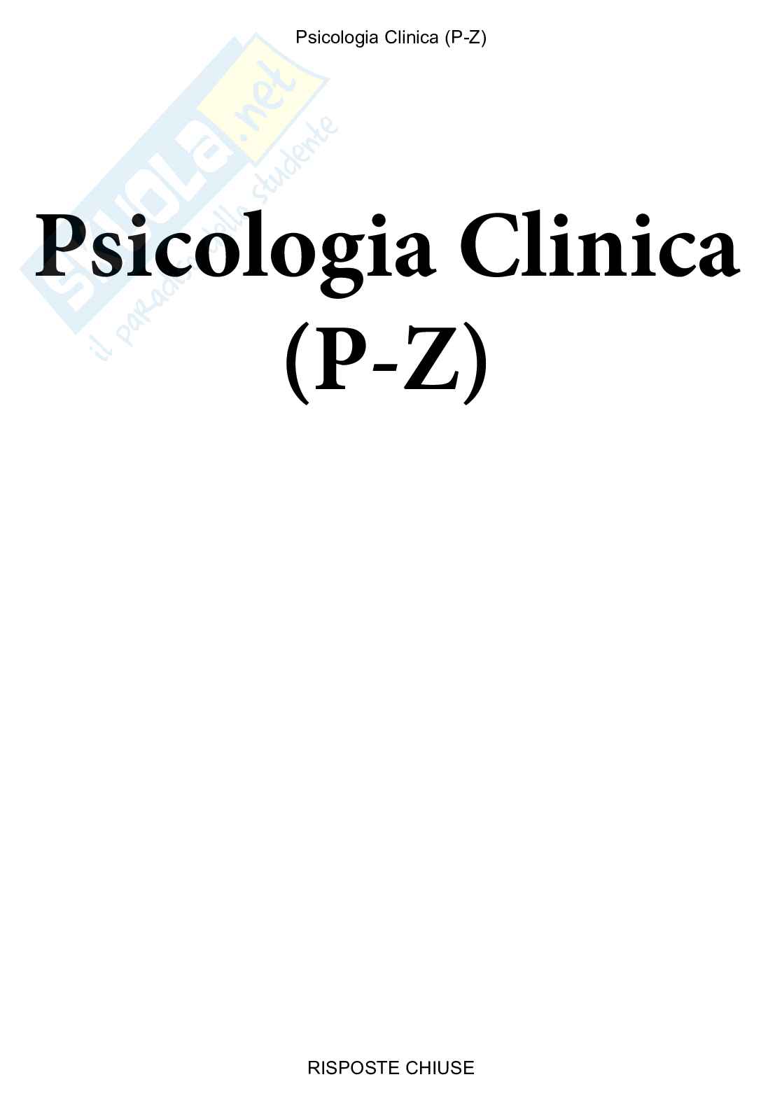 Psicologia clinica, PZ - Paniere compilato Pag. 1
