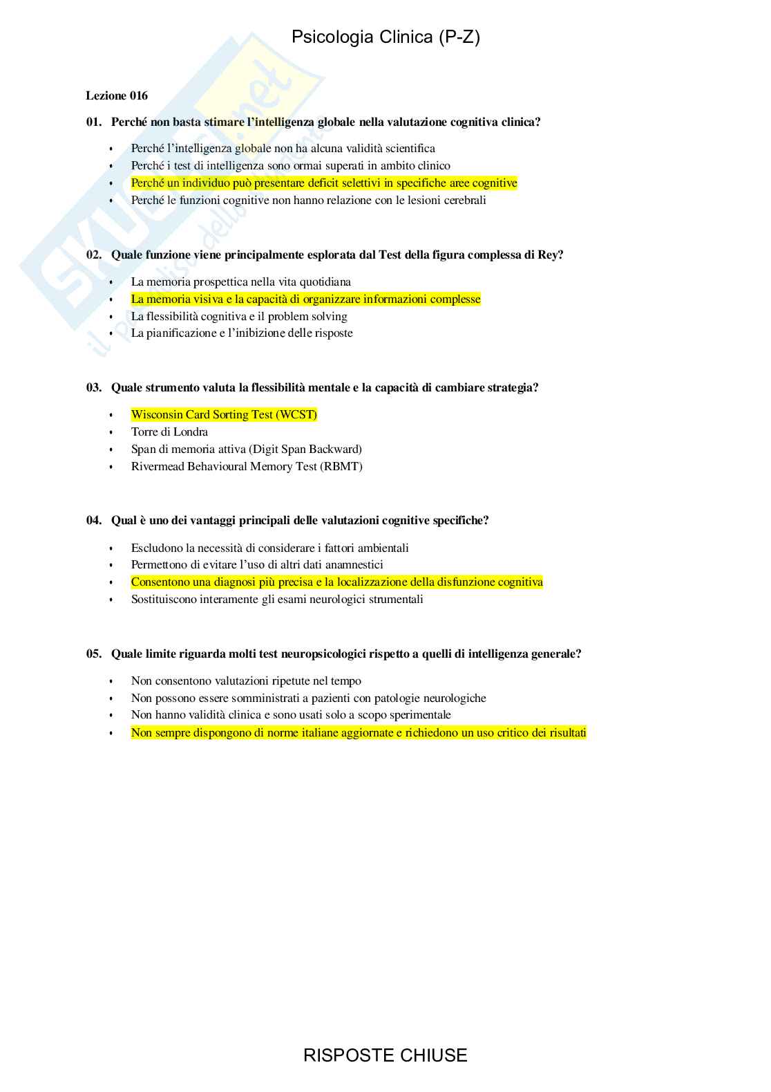 Psicologia clinica, PZ - Paniere compilato Pag. 16