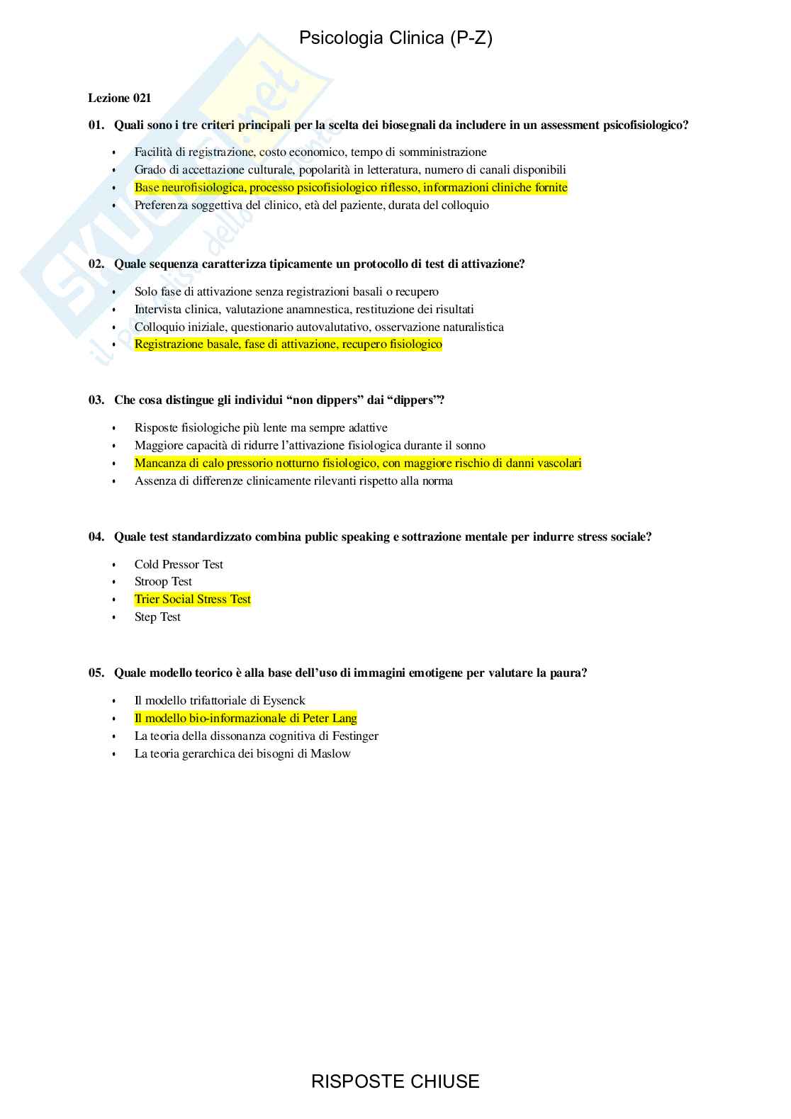 Psicologia clinica, PZ - Paniere compilato Pag. 21