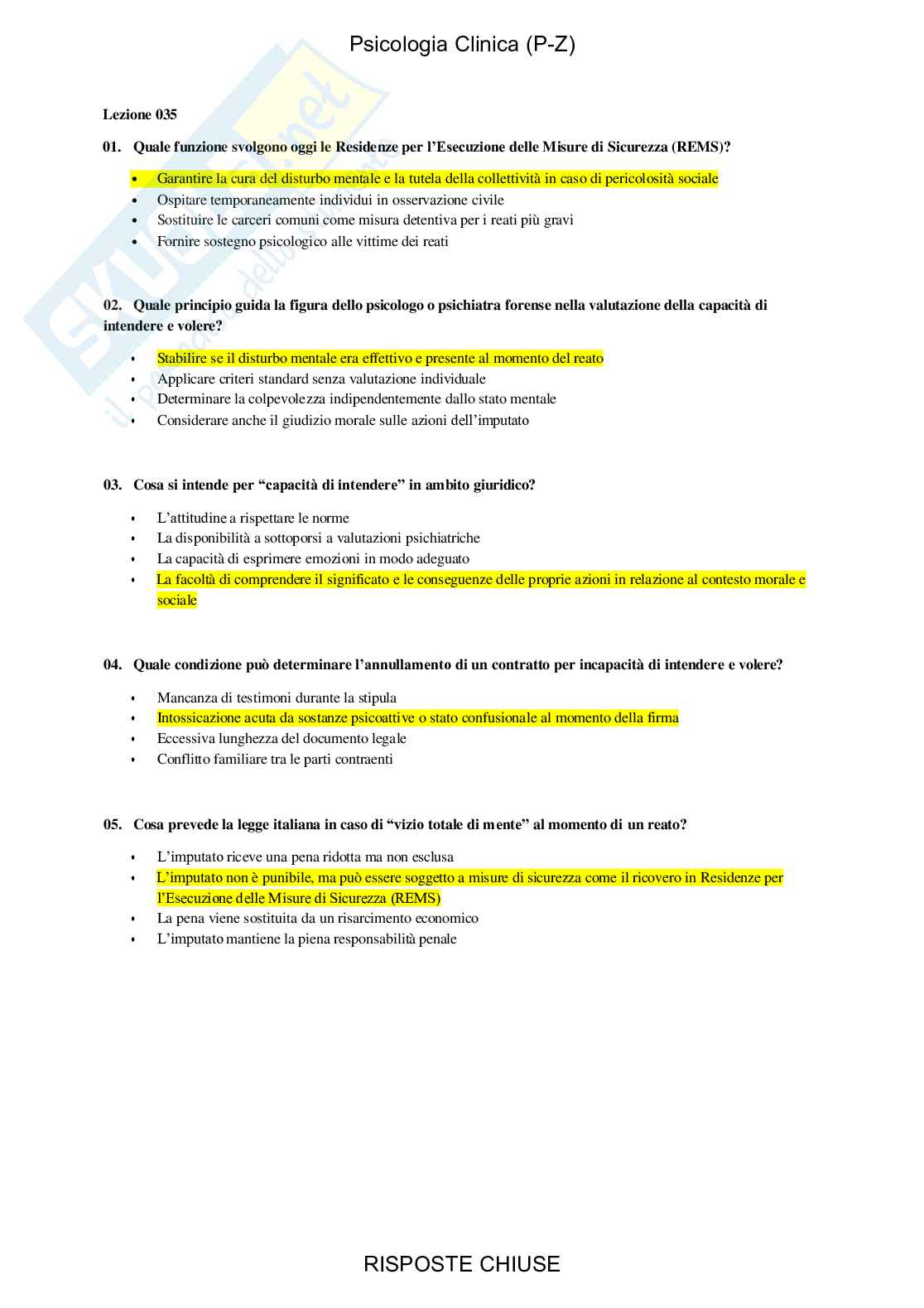 Psicologia clinica, PZ - Paniere compilato Pag. 36