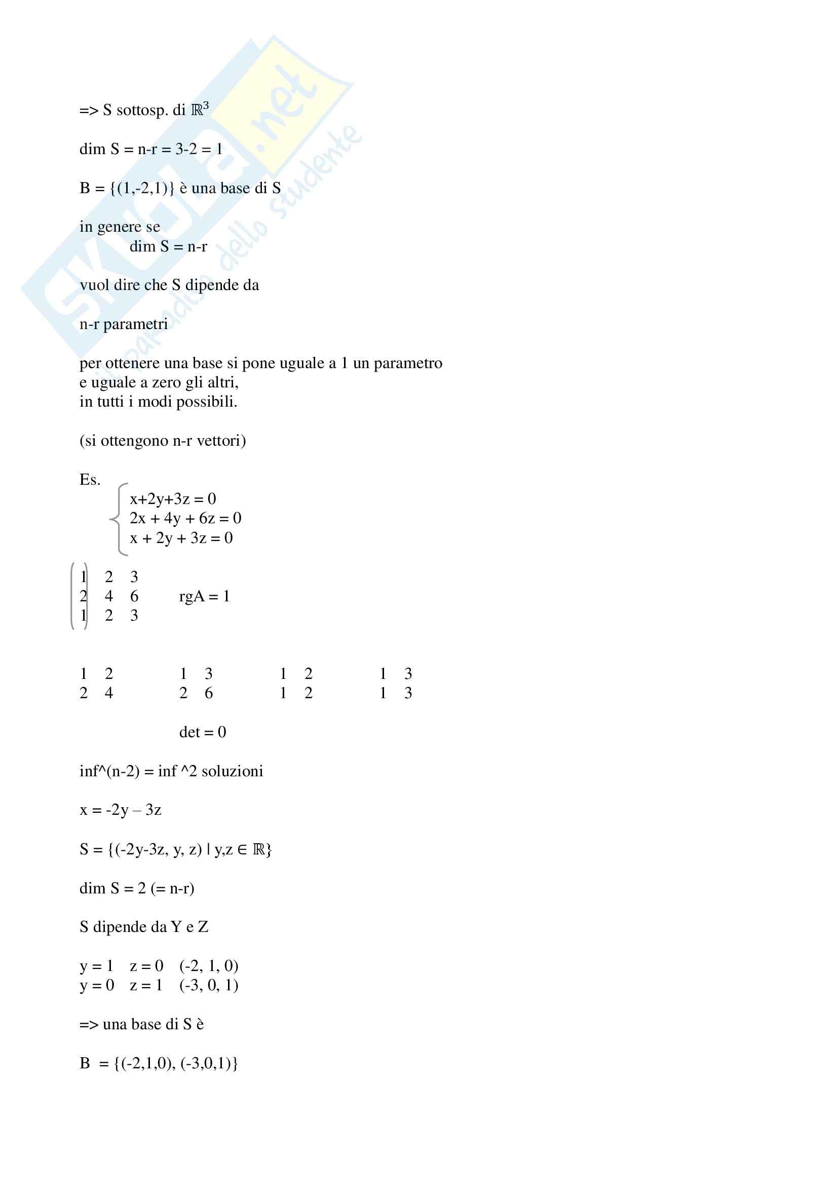 Algebra e geometria - basi e sottospazi di uno spazio vettoriale Pag. 6