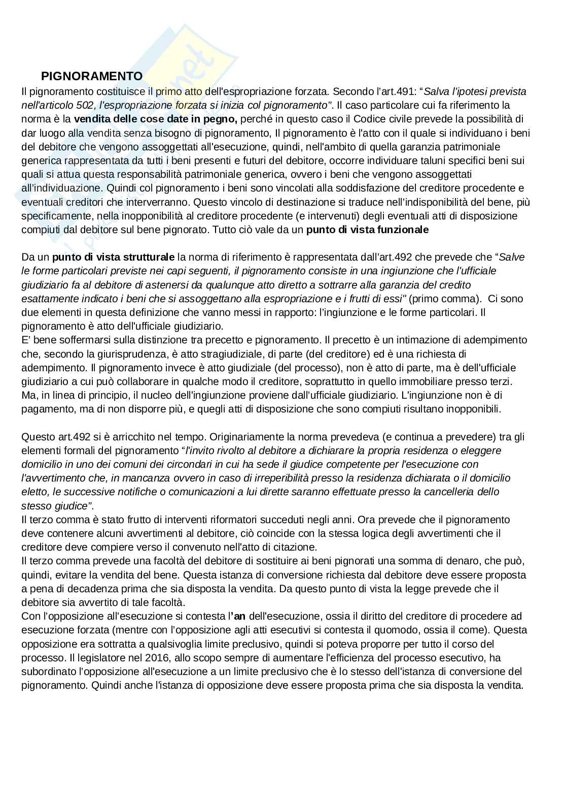Riassunto esame Esecuzione civile, Prof. Boccagna Salvatore, libro consigliato Il processo esecutivo, Luiso Pag. 1