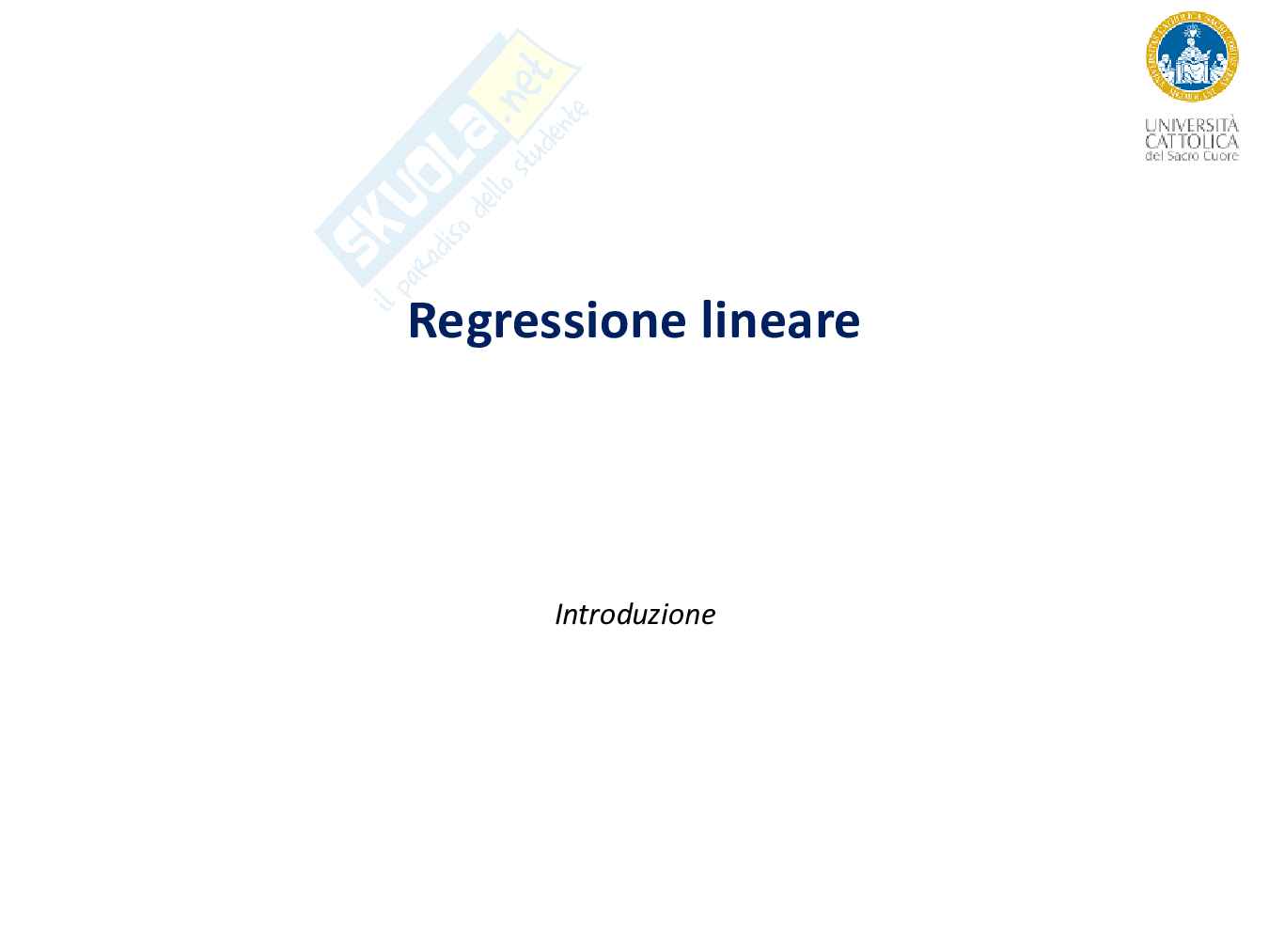 Regressione lineare Pag. 1