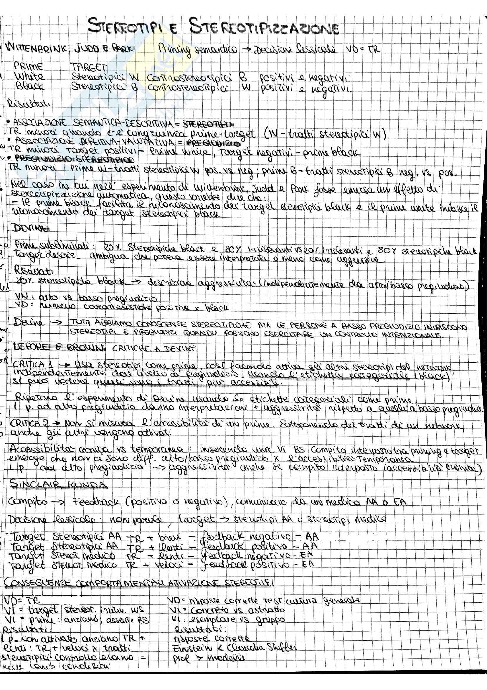 Stereotipi e stereotipizzazione Pag. 1