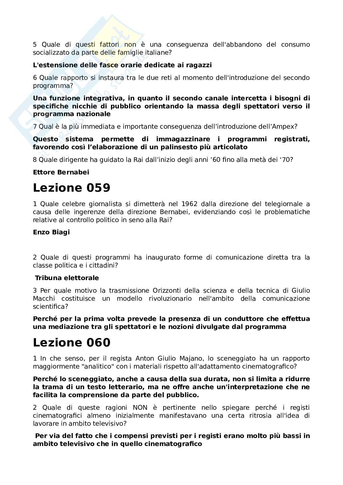 Paniere Paniere completo svolto delle risposte multiple dell'esame Tecnica, storia e linguaggio dei mezzi audiovisivi Pag. 26