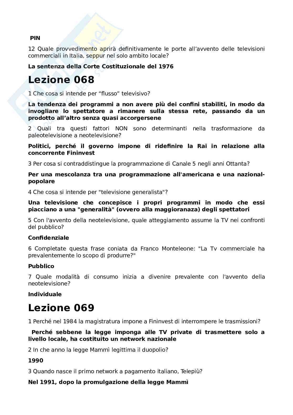 Paniere Paniere completo svolto delle risposte multiple dell'esame Tecnica, storia e linguaggio dei mezzi audiovisivi Pag. 31