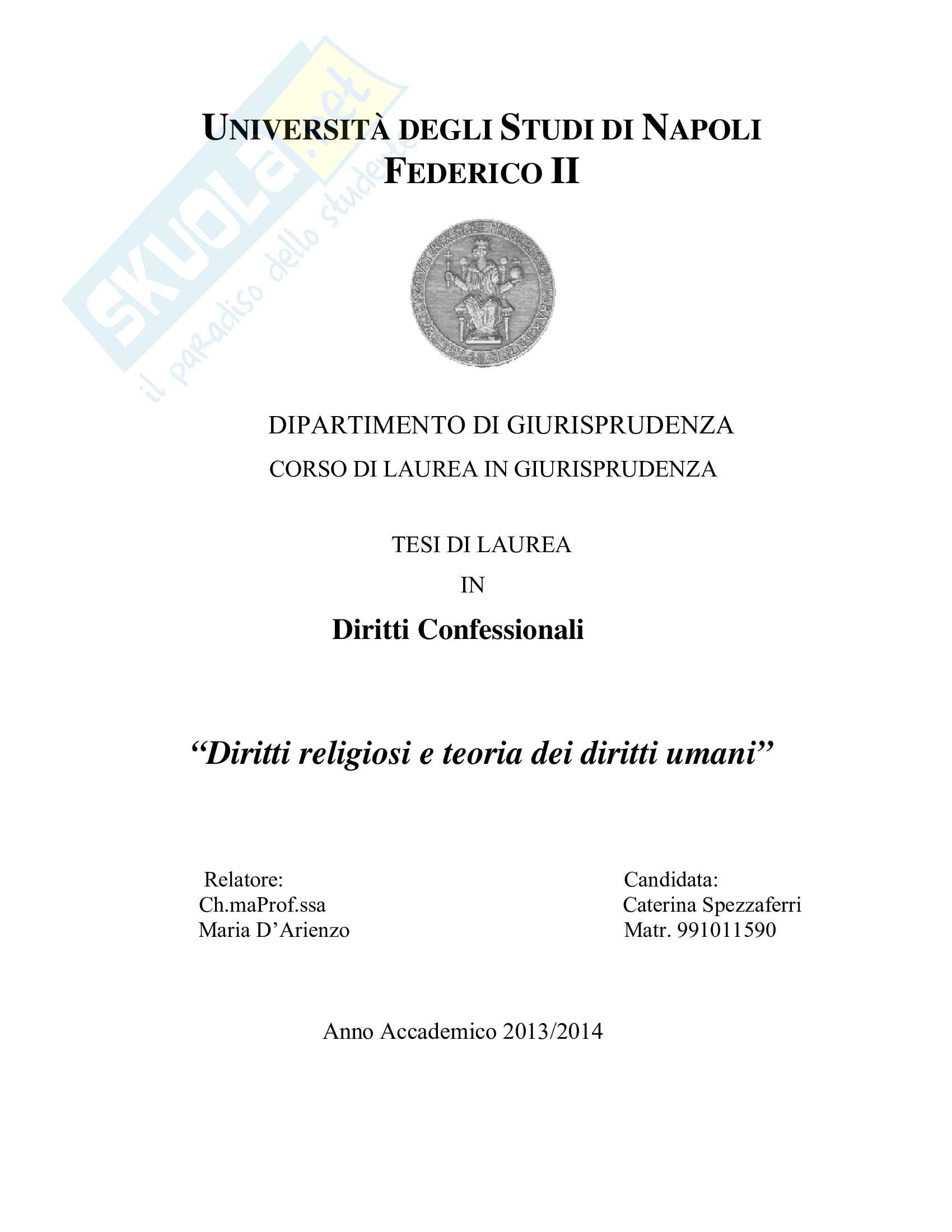 Diritti religiosi e teoria dei diritti umani Pag. 1
